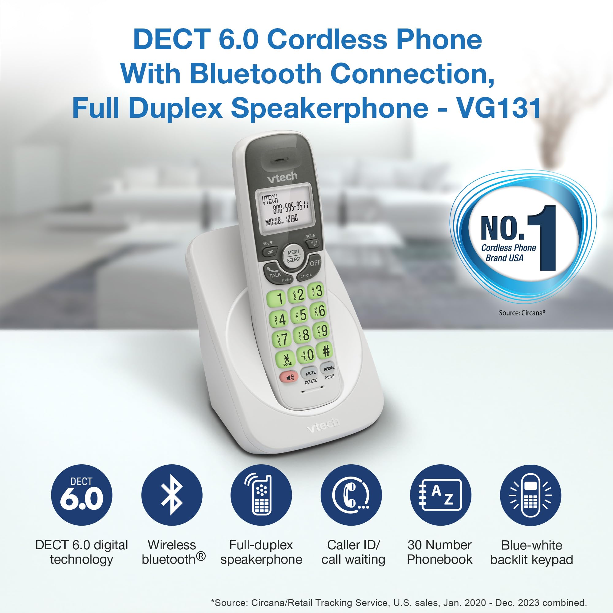 Foto 3 pulgar | Teléfono Inalámbrico Vtech Vg131 Dect 6.0 Bluetooth Identificador De Llamadas - Venta Internacional.