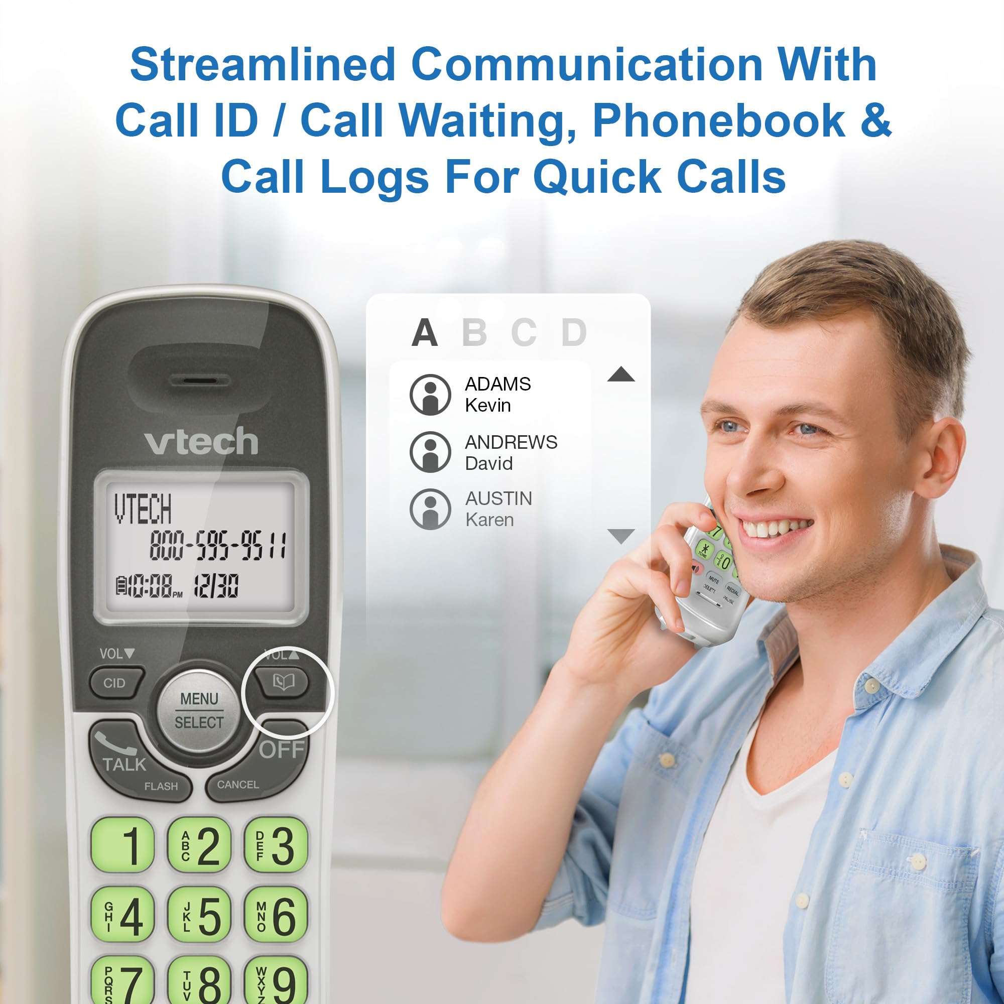 Foto 7 | Teléfono Inalámbrico Vtech Vg131 Dect 6.0 Bluetooth Identificador De Llamadas - Venta Internacional.