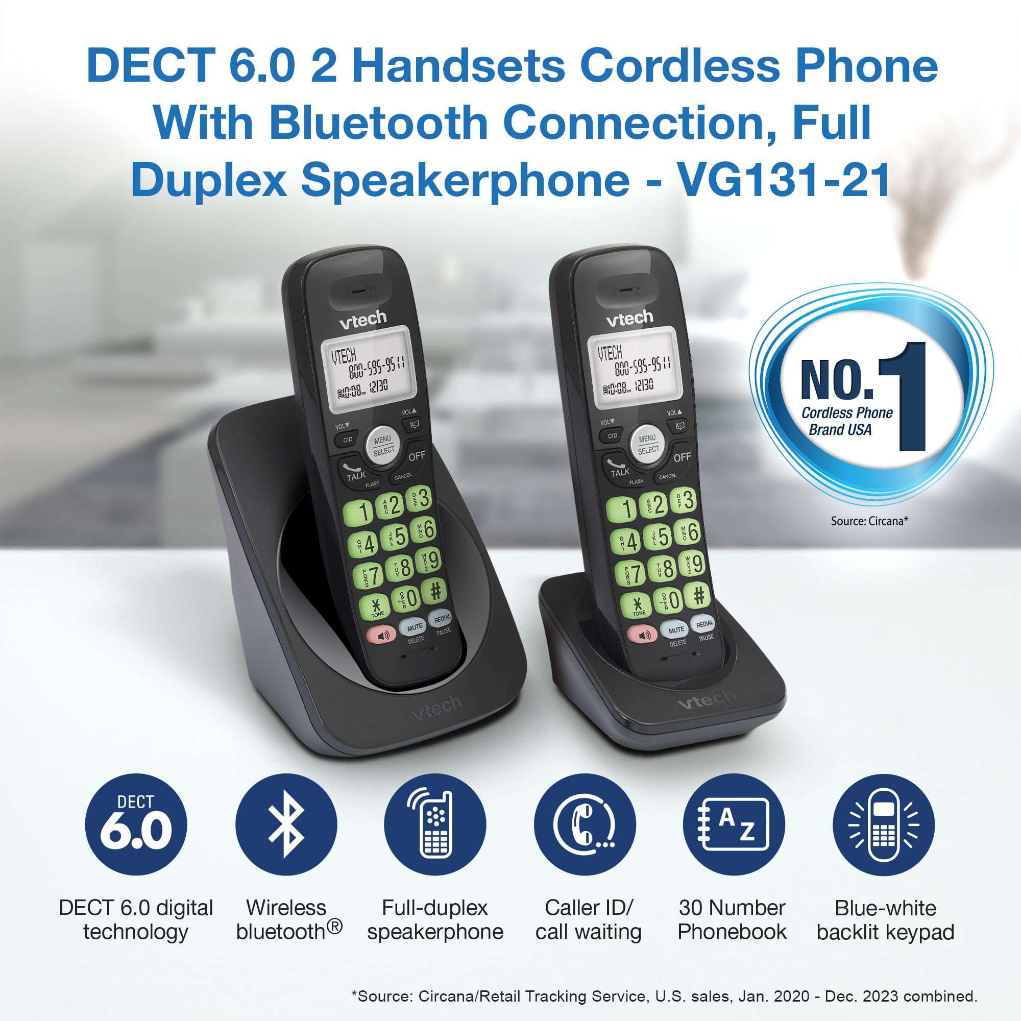 Foto 3 pulgar | Teléfono Inalámbrico Vtech Vg131-21 Dect 6.0 De 2 Auriculares Con Bluetooth - Venta Internacional.