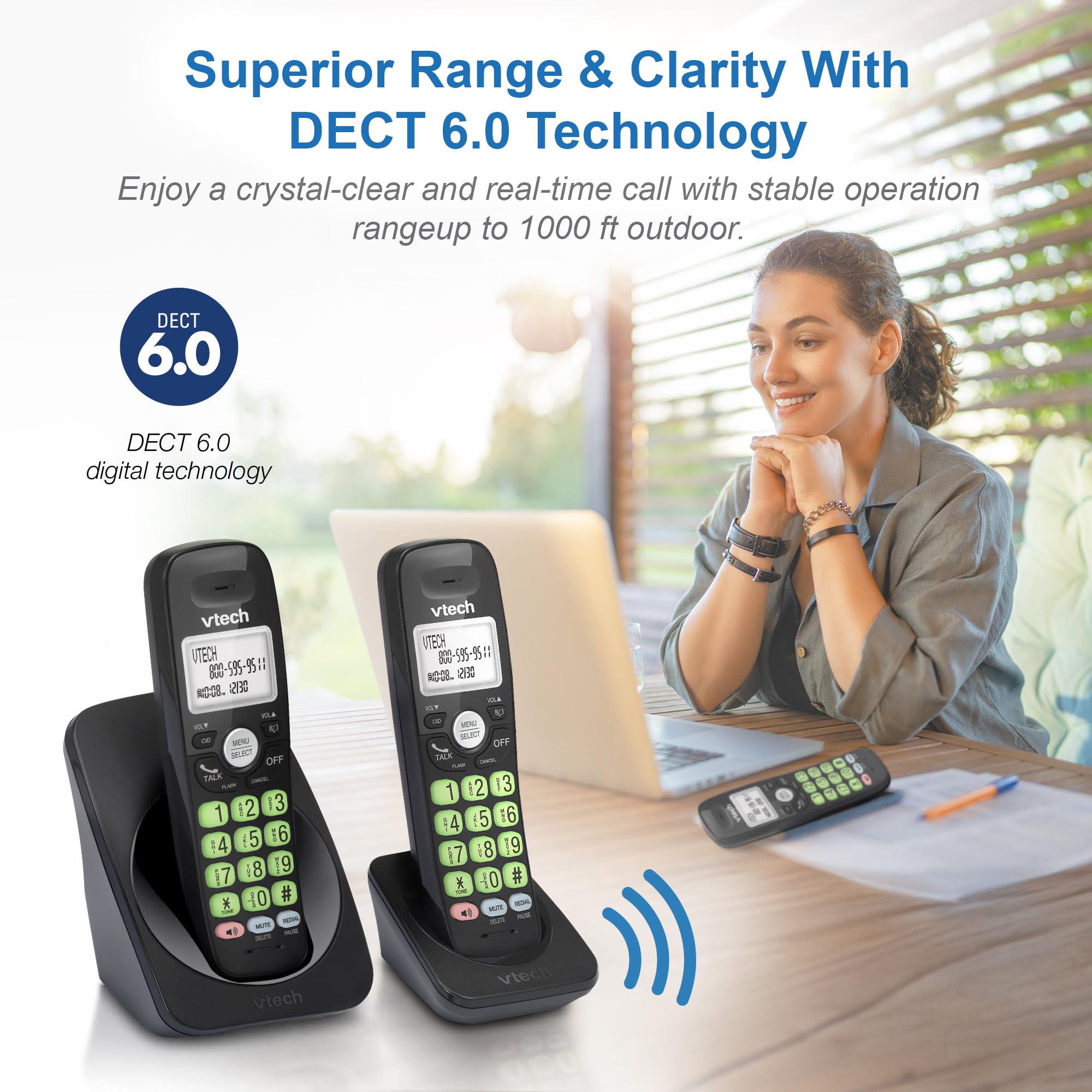 Foto 5 pulgar | Teléfono Inalámbrico Vtech Vg131-21 Dect 6.0 De 2 Auriculares Con Bluetooth - Venta Internacional.