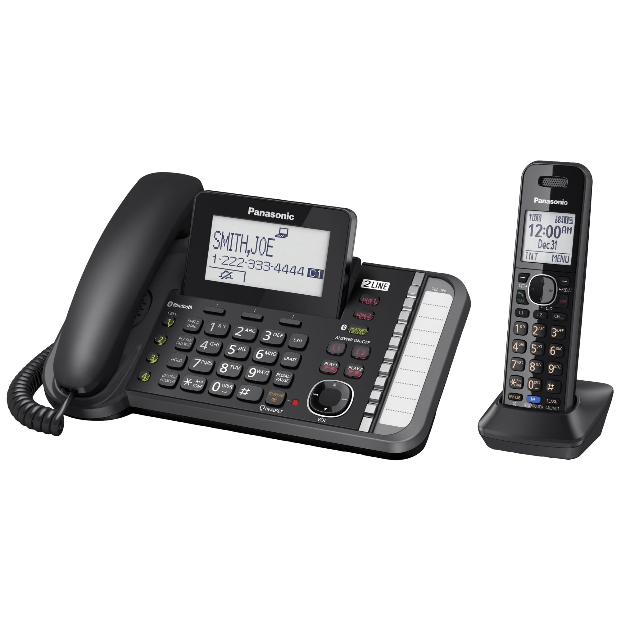 Sistema Telefónico Panasonic Kx-tg9581b De 2 Líneas Con 1 Auricular Negro - Venta Internacional.