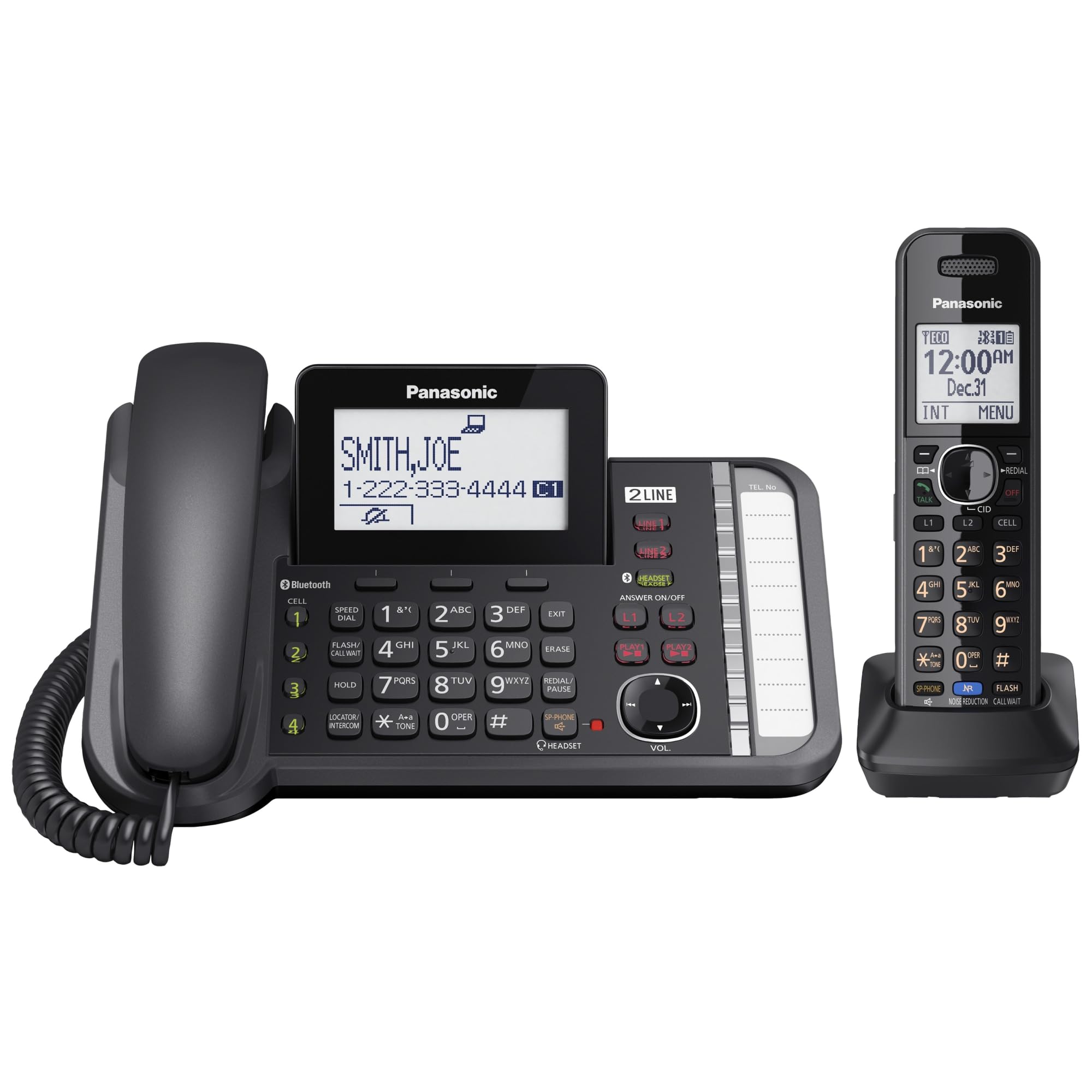 Foto 3 pulgar | Sistema Telefónico Panasonic Kx-tg9581b De 2 Líneas Con 1 Auricular Negro - Venta Internacional.