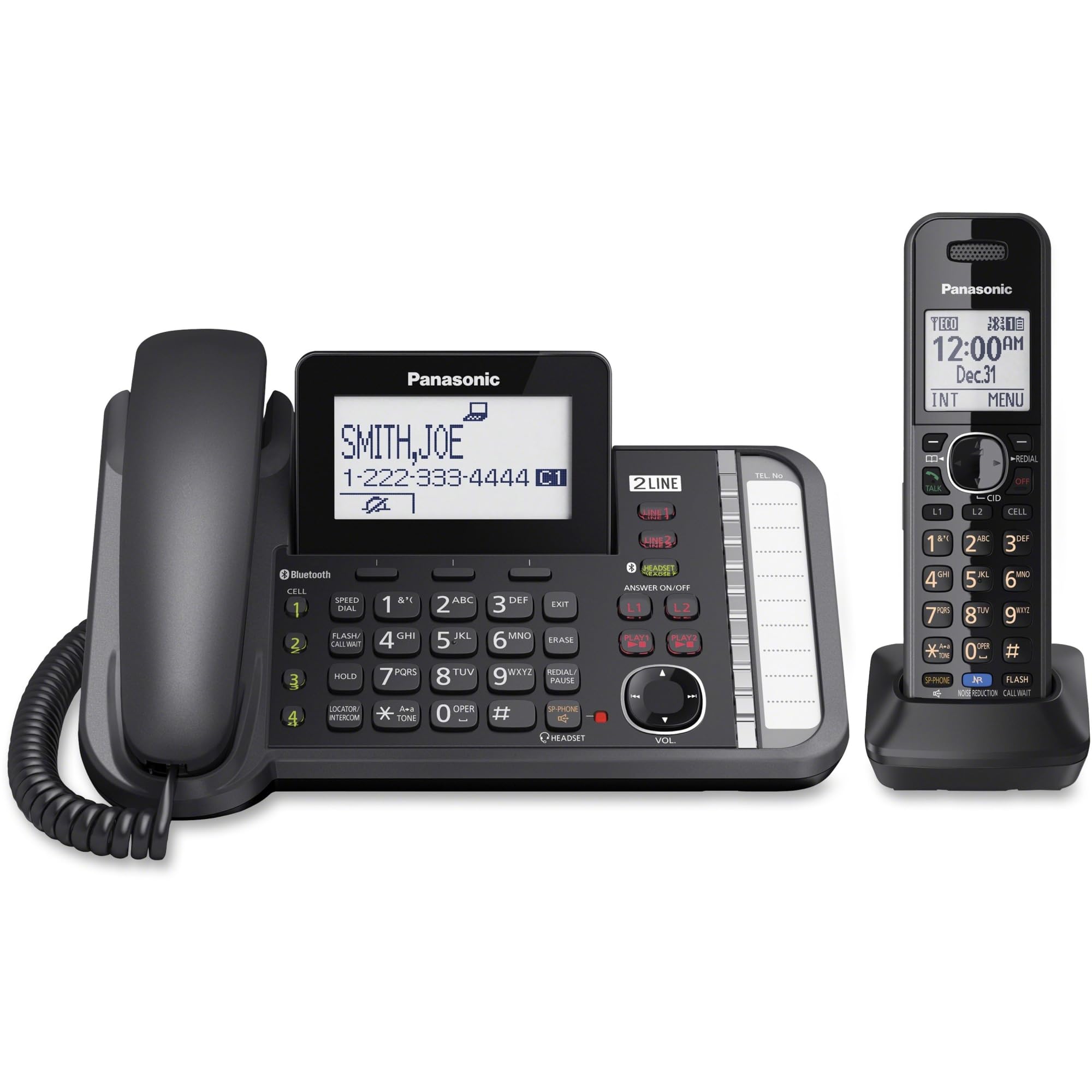 Foto 4 pulgar | Sistema Telefónico Panasonic Kx-tg9581b De 2 Líneas Con 1 Auricular Negro - Venta Internacional.