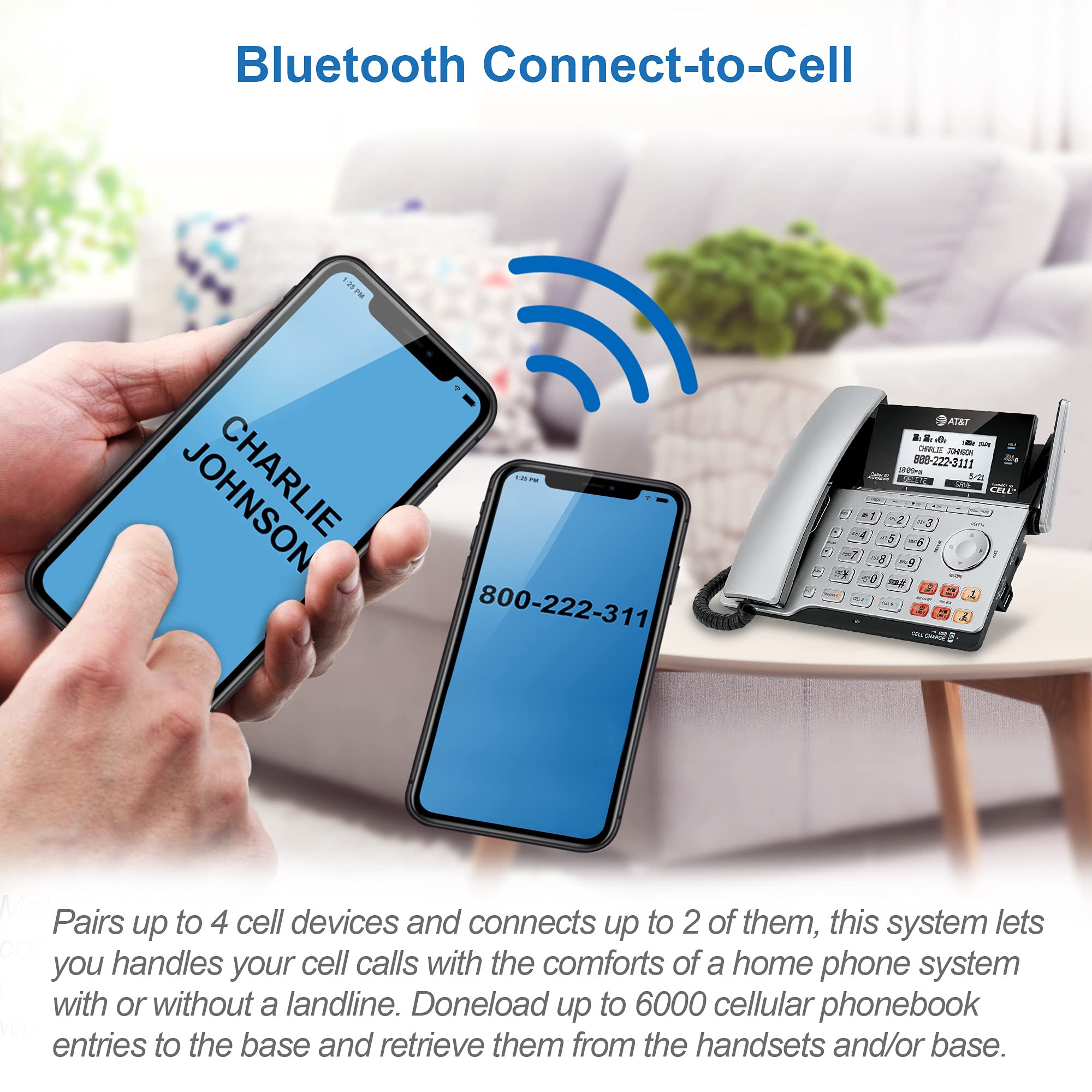 Foto 6 pulgar | Teléfono AT&T TL86103 de 2 Líneas con Cable/Inalámbrico y Contestadora Automática - Venta Internacional