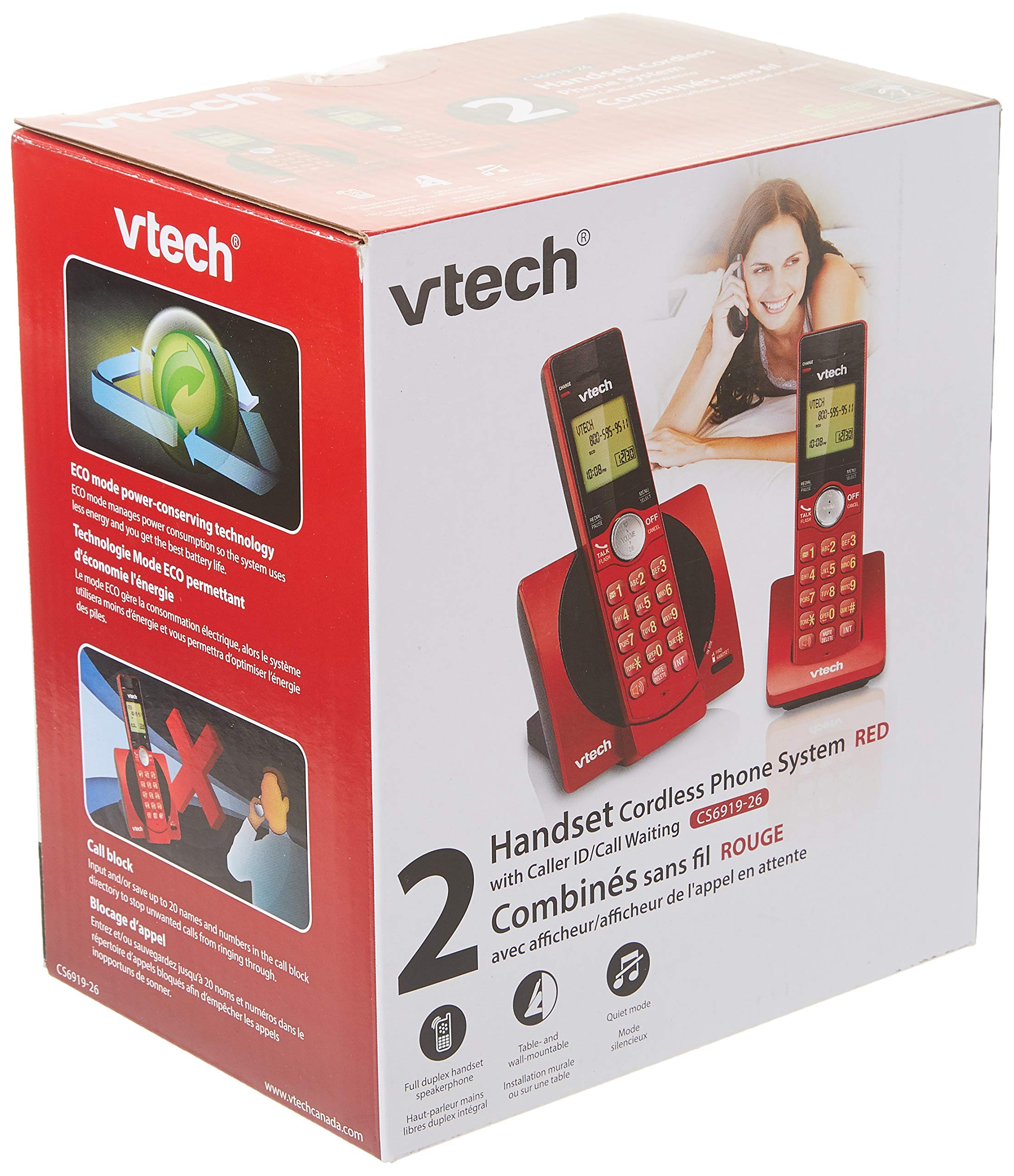 Foto 6 pulgar | Teléfono Inalámbrico Vtech CS6919-26 Dect 6.0 con 2 Auriculares Rojo - Venta Internacional