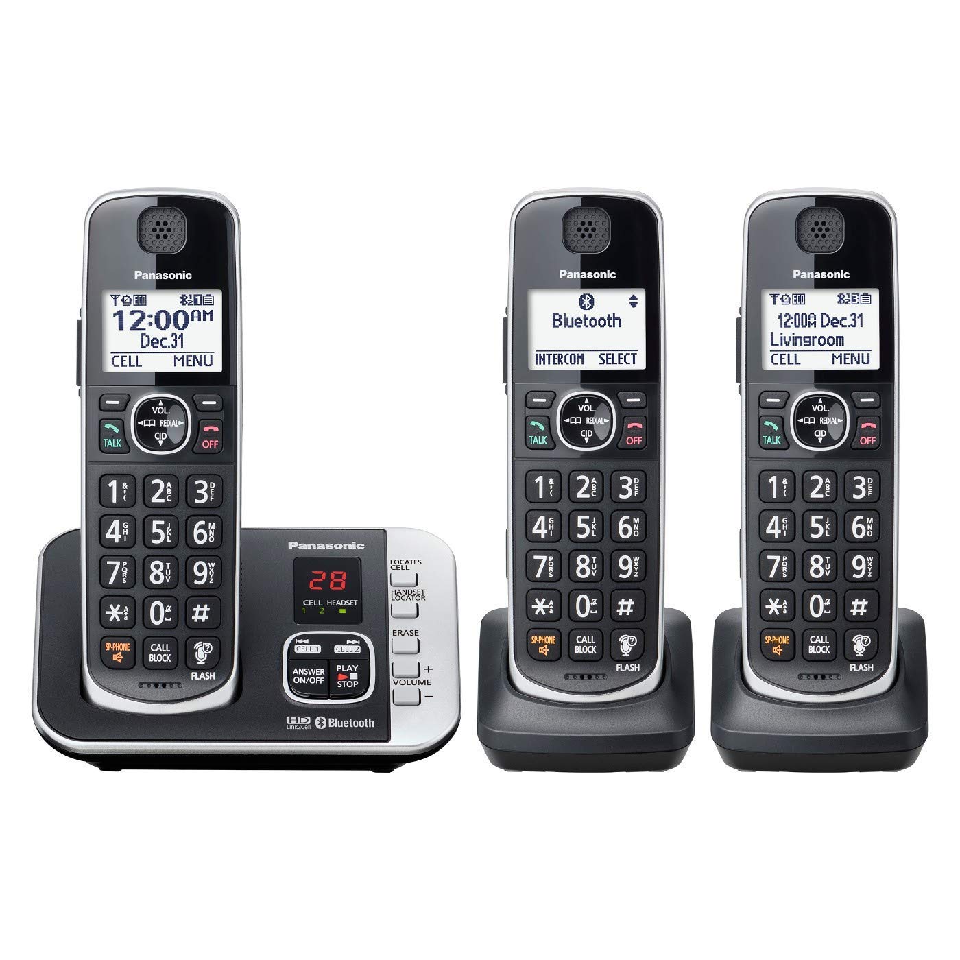 Foto 2 pulgar | Teléfono Inalámbrico Panasonic KX-TGE663B con Enlace a Celular 3 Teléfonos - Venta Internacional