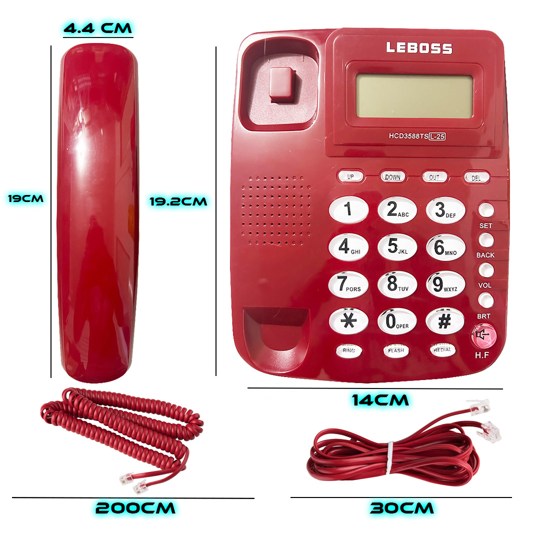 Foto 5 pulgar | Teléfono Fijo Alámbrico Con Identificador De Llamadas Pantalla Lcd Y Botones Grandes Color Rojo