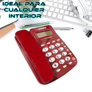 Foto 5 | Teléfono Fijo Alámbrico Con Identificador De Llamadas Pantalla Lcd Y Botones Grandes Color Rojo