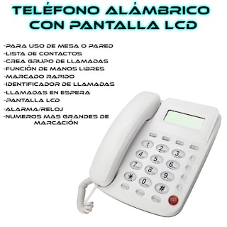 Foto 3 | Teléfono Fijo Alámbrico Con Identificador De Llamadas Pantalla Lcd Y Botones Grandes Color Blanco