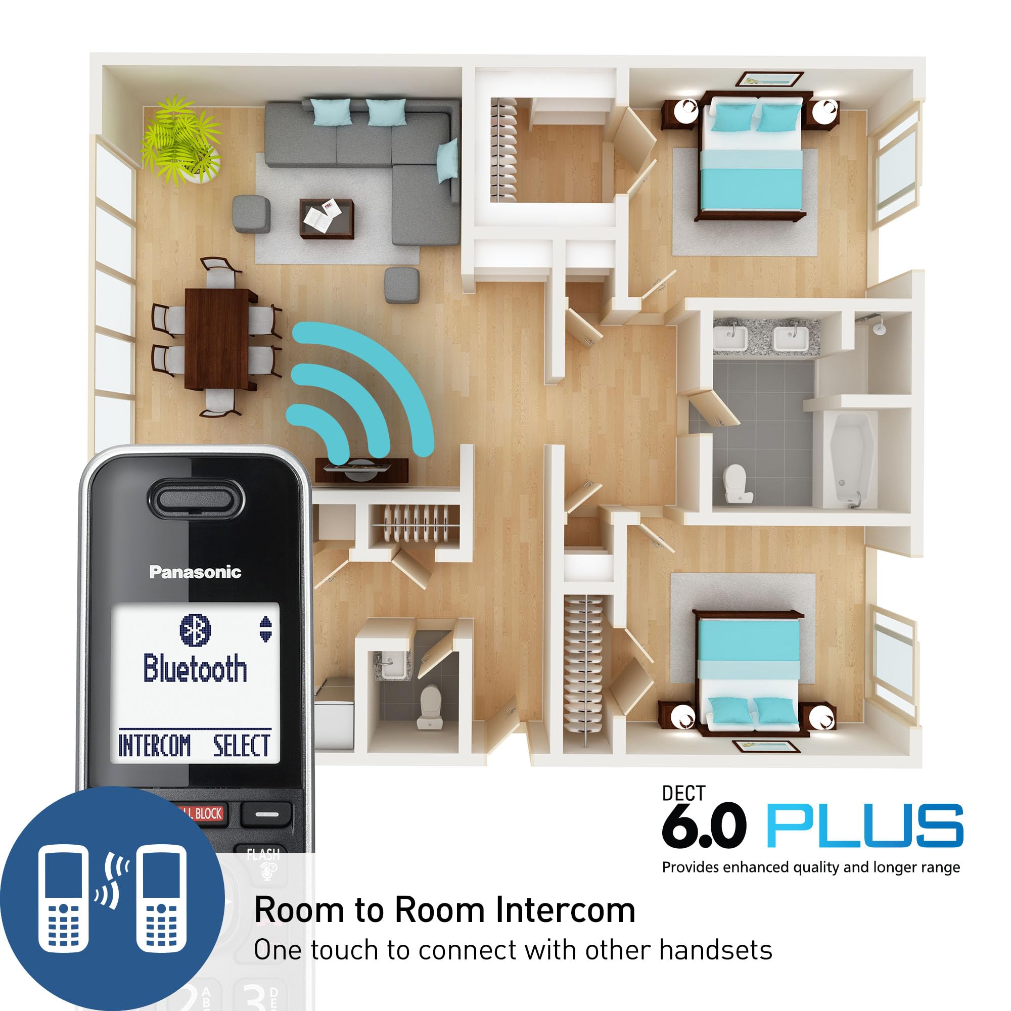 Foto 4 | Teléfono Inalámbrico Panasonic Link2cell Kx-tgf882b Negro - Venta Internacional