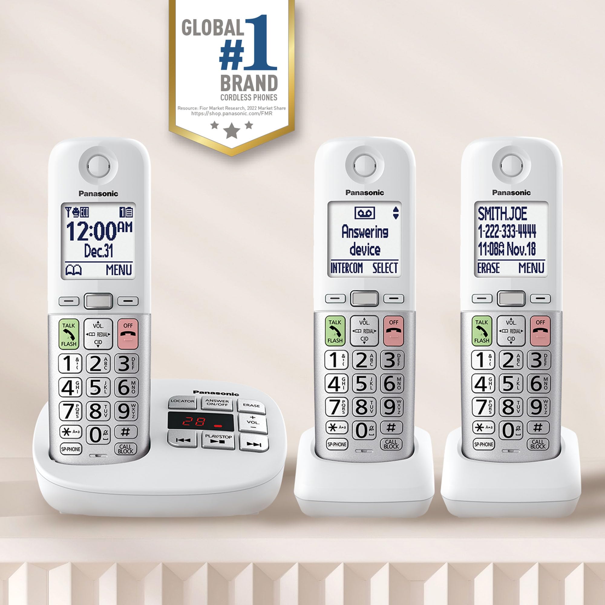 Foto 3 pulgar | Teléfono Inalámbrico Panasonic Kx-tgu433w Con Pantalla Grande Y Botones - Venta Internacional.