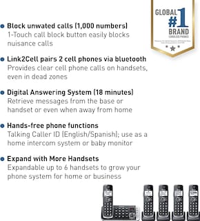 Foto 2 | Sistema Telefónico Inalámbrico Panasonic Kx-tge675b con 5 Auriculares - Venta Internacional