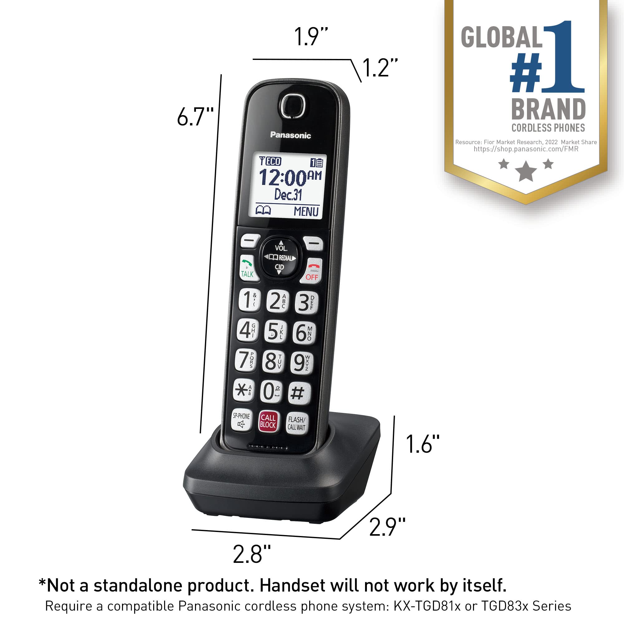 Foto 5 pulgar | Teléfono Inalámbrico Panasonic Kx-tgda83m Negro - Venta Internacional