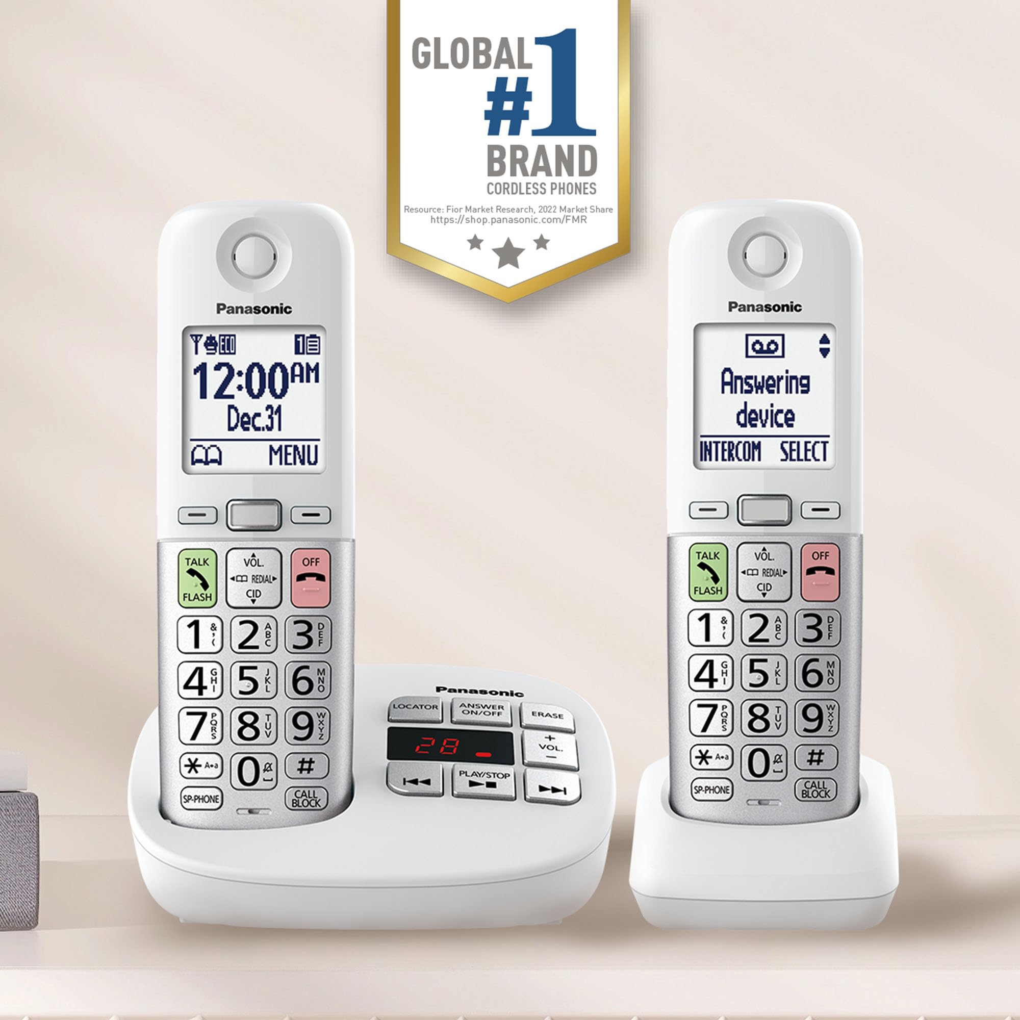 Foto 2 | Teléfono Inalámbrico Panasonic Kx-tgu432w con Pantalla Grande 2 Auriculares - Venta Internacional
