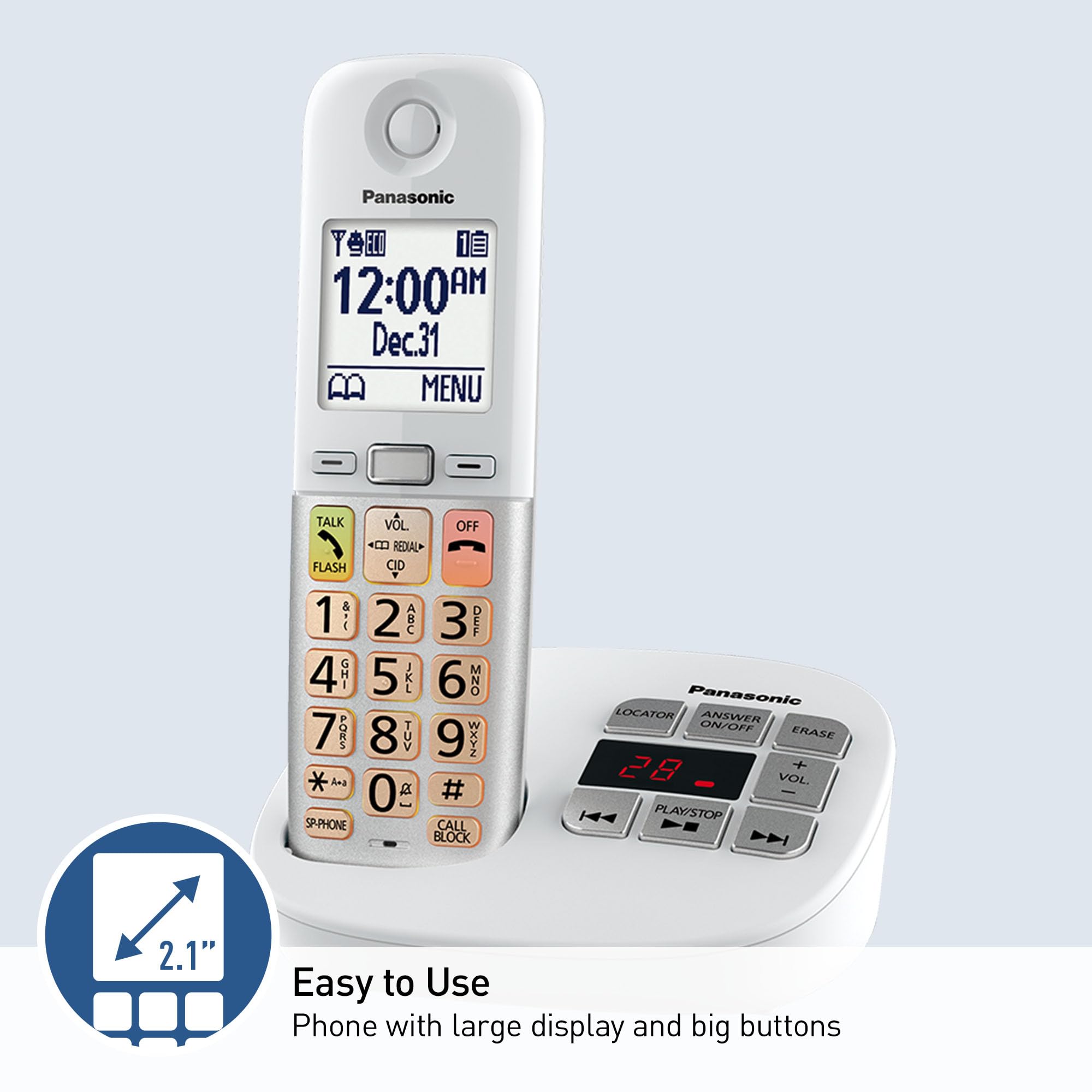 Foto 6 pulgar | Teléfono Inalámbrico Panasonic Kx-tgu432w con Pantalla Grande 2 Auriculares - Venta Internacional