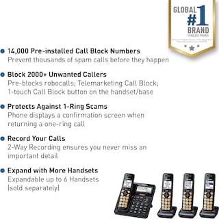 Foto 2 | Teléfono Inalámbrico Panasonic Kx-tgf944b Call Block 4 Auriculares - Venta Internacional