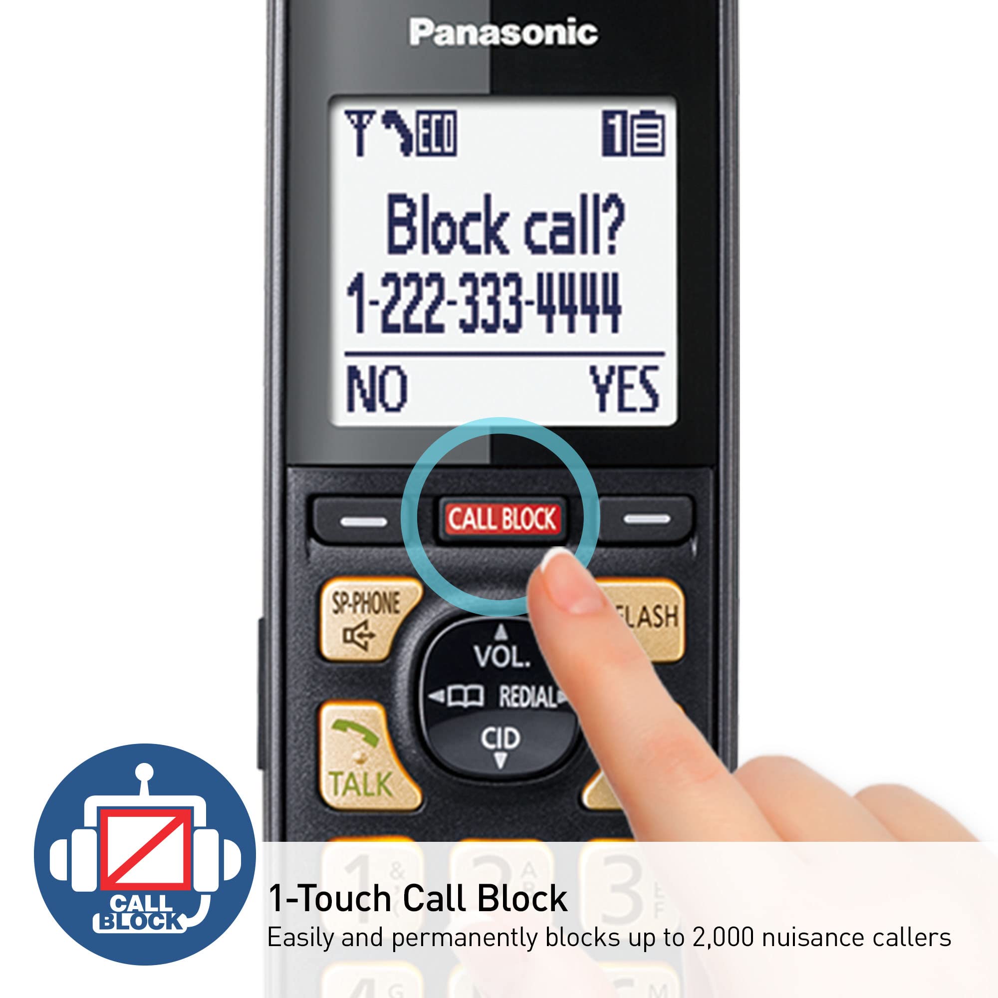 Foto 5 pulgar | Teléfono Inalámbrico Panasonic Kx-tgf944b Call Block 4 Auriculares - Venta Internacional
