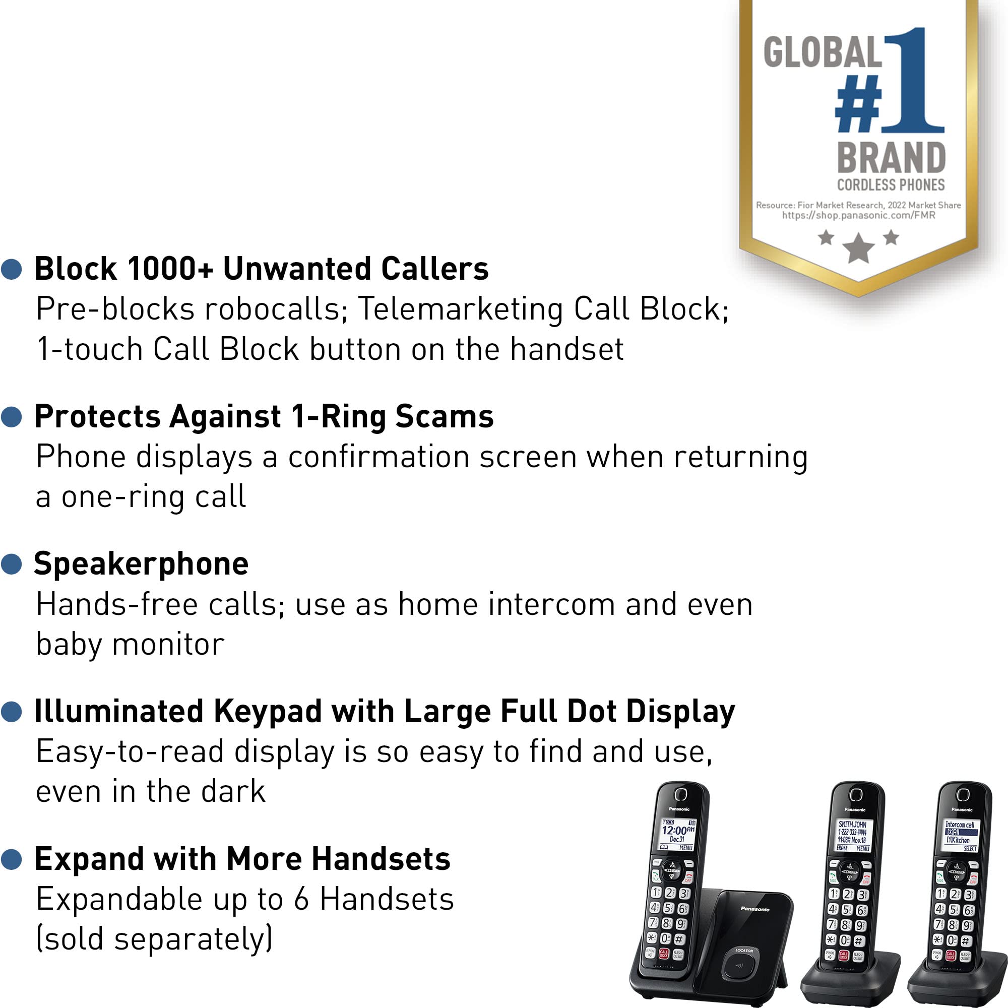 Foto 3 pulgar | Teléfono Inalámbrico Panasonic Kx-tgd813b con Bloqueo de Llamadas Avanzado - Venta Internacional