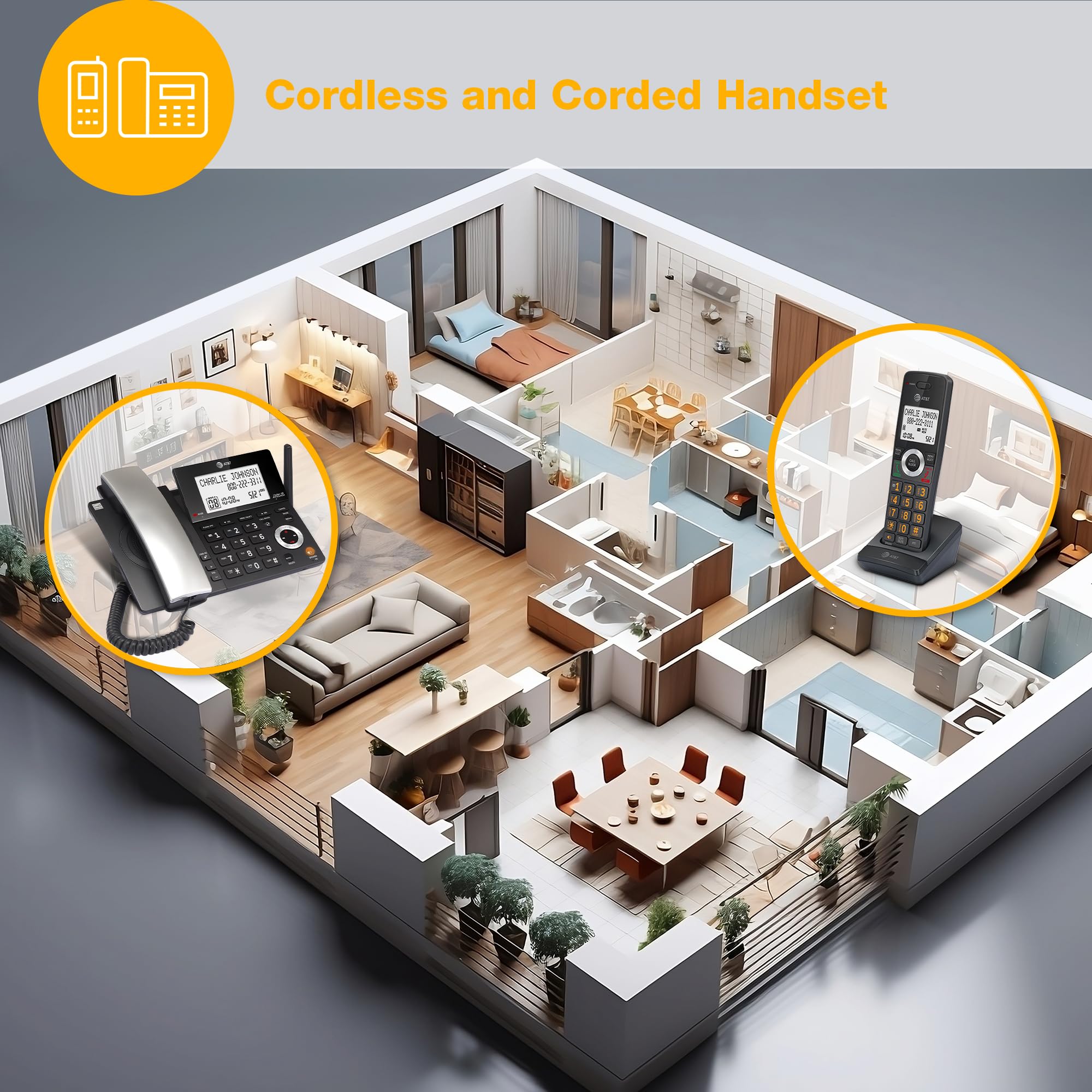 Foto 2 | Teléfono Residencial At&t Dect 6.0 con Contestador Automático - Venta Internacional