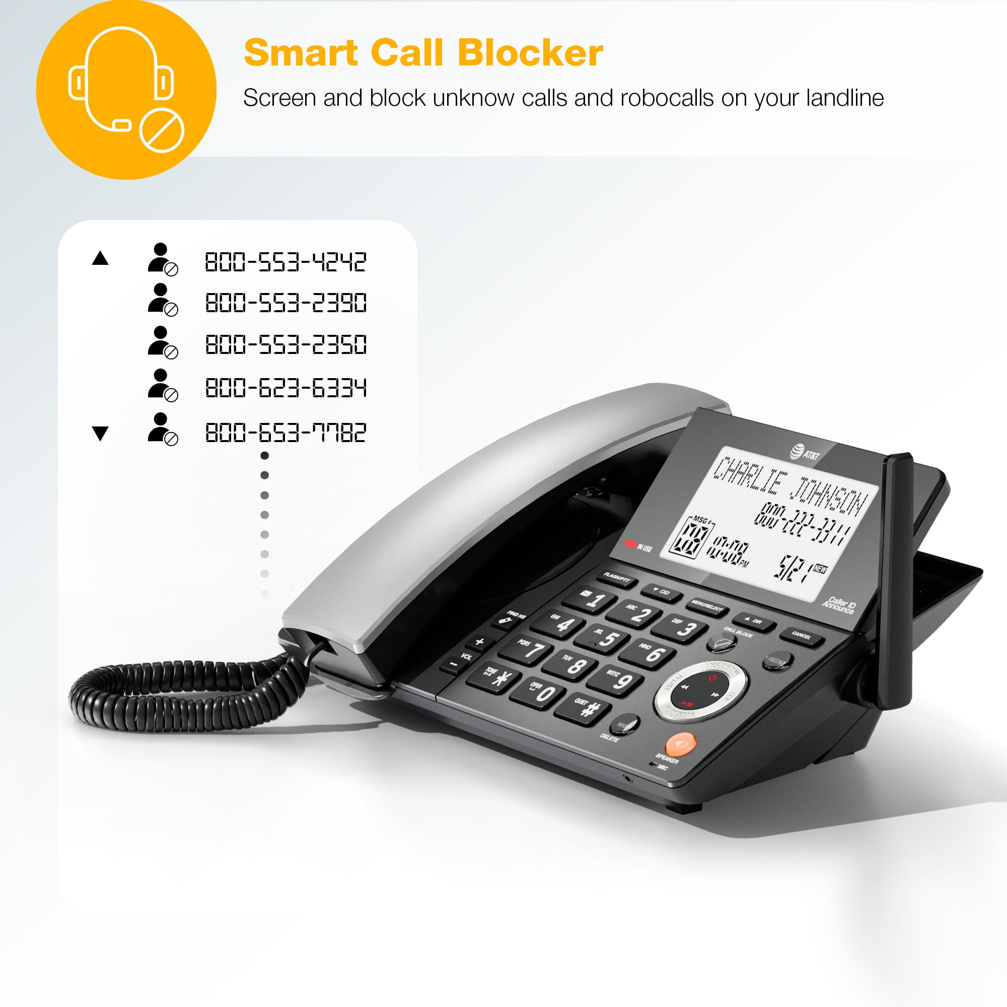 Foto 5 pulgar | Teléfono Residencial At&t Dect 6.0 con Contestador Automático - Venta Internacional