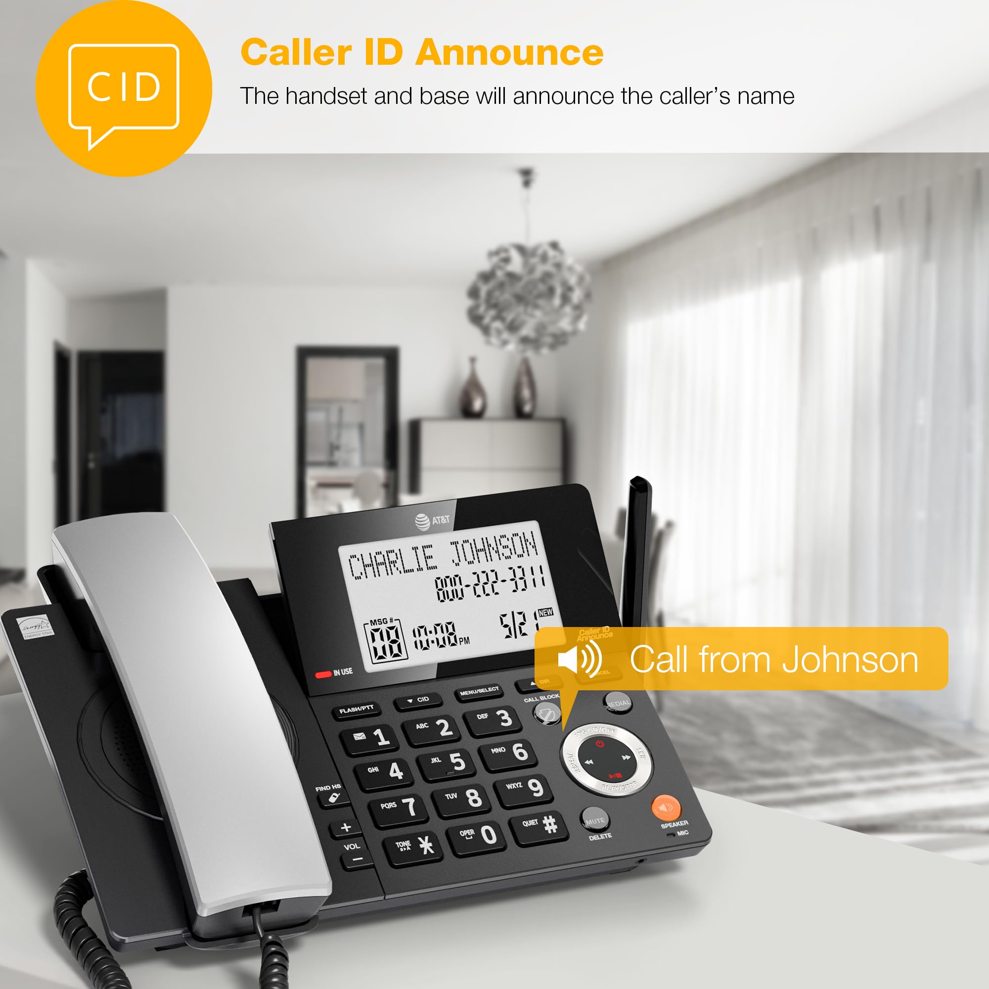 Foto 8 pulgar | Teléfono Residencial At&t Dect 6.0 con Contestador Automático - Venta Internacional