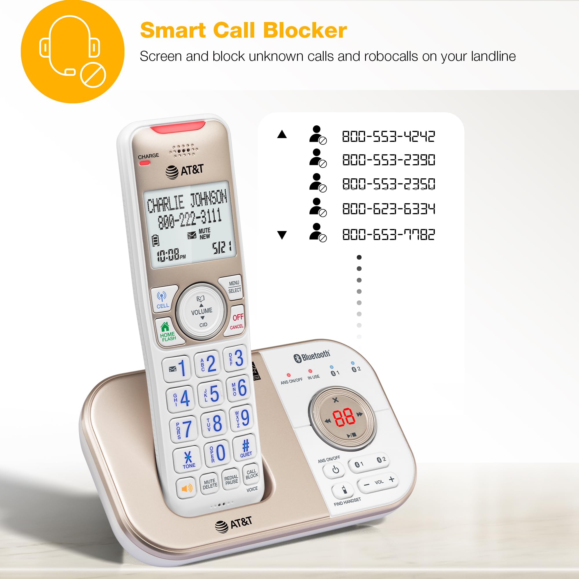 Foto 3 pulgar | Teléfonos Fijos At&t Con Contestador Automático Dect 6.0 3 - Venta Internacional.