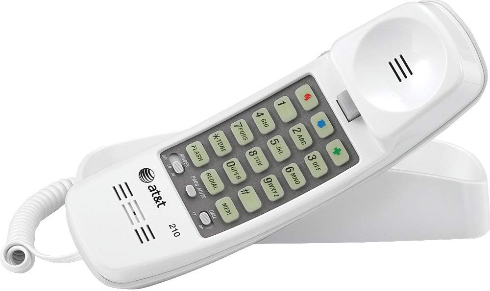 Teléfono Con Cable At&t 210 Basic Trimline Para Montaje En Pared, Blanco - Venta Internacional.