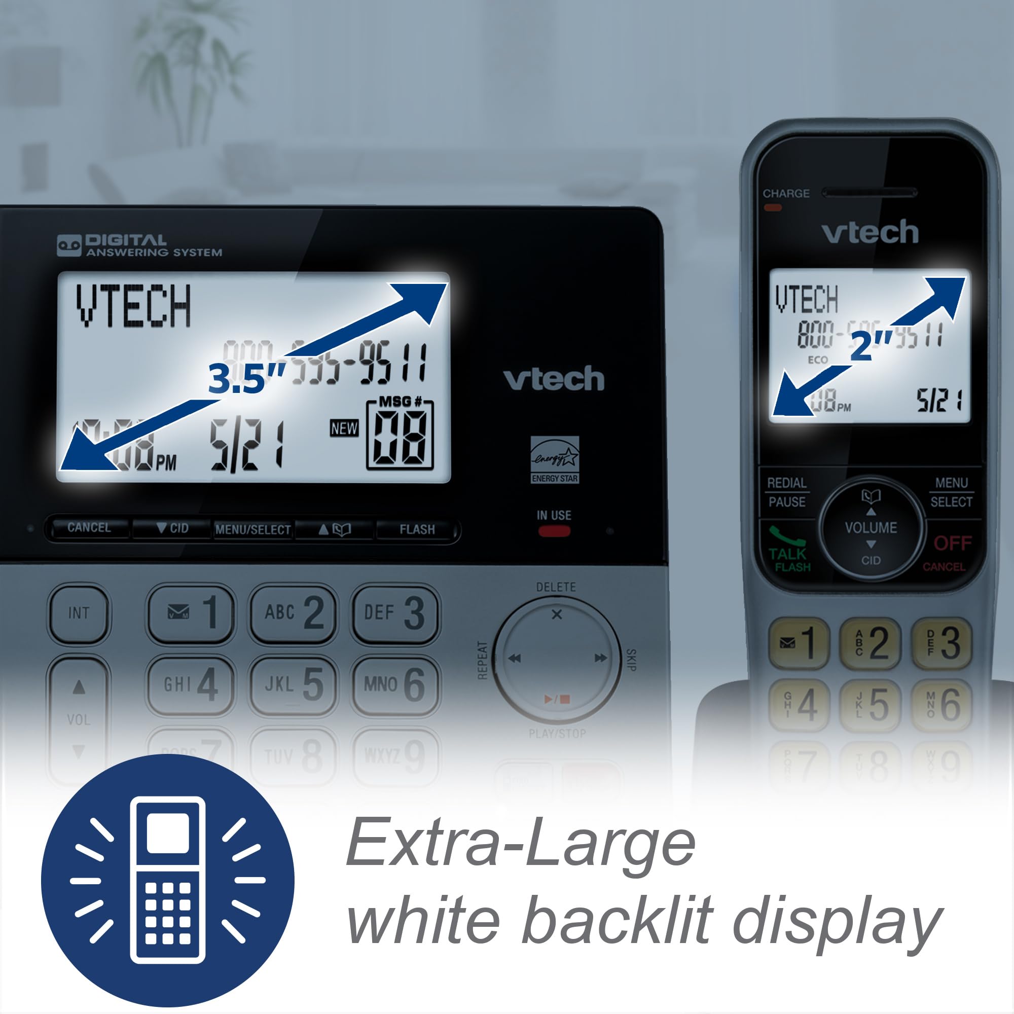 Foto 7 pulgar | Teléfono Con Cable/inalámbrico Vtech Vg208-5 Dect 6.0 De 5 Auriculares Plateado/negro - Venta Internacional.