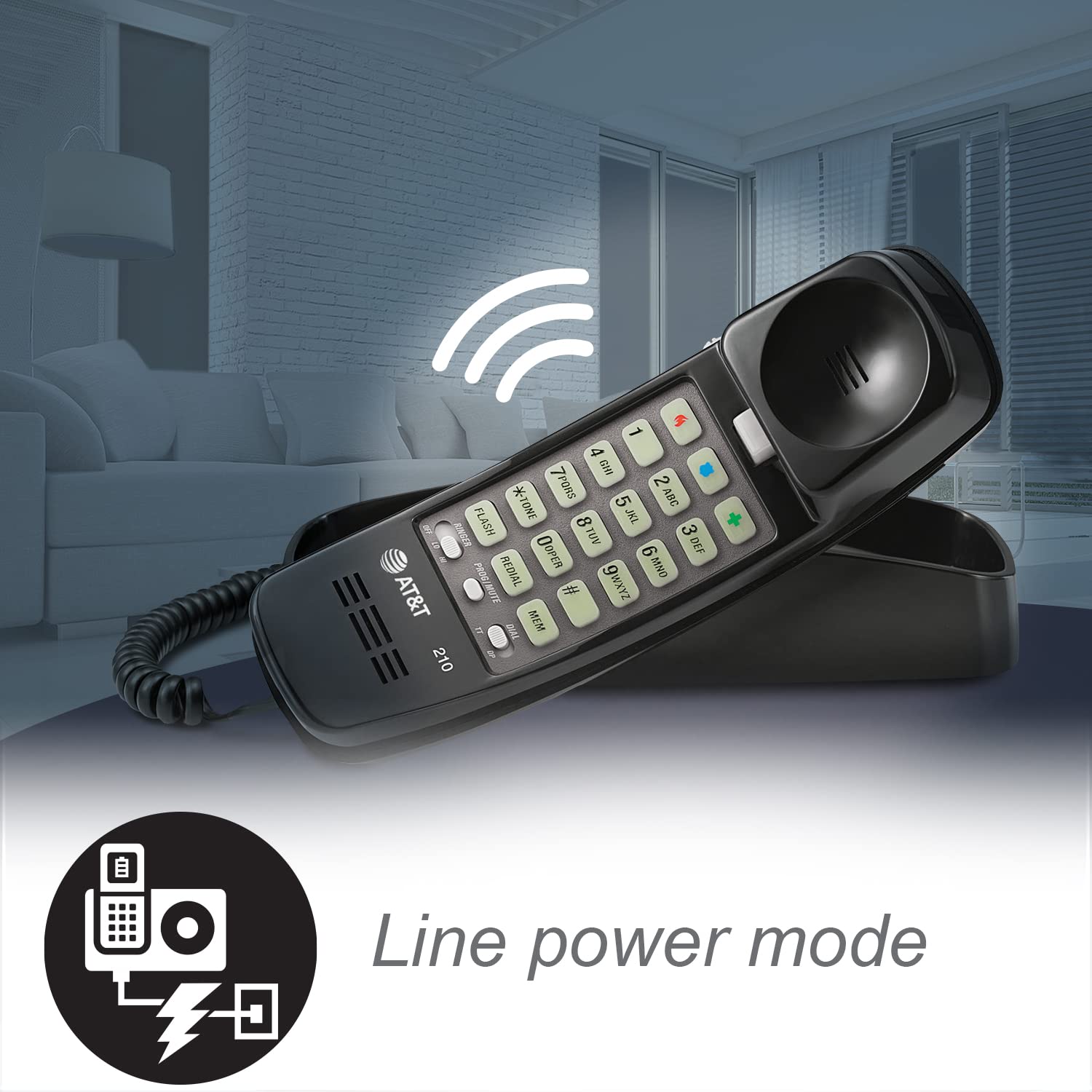 Foto 4 pulgar | Teléfono Con Cable At&t 210 Basic Trimline Para Montaje En Pared Negro - Venta Internacional.