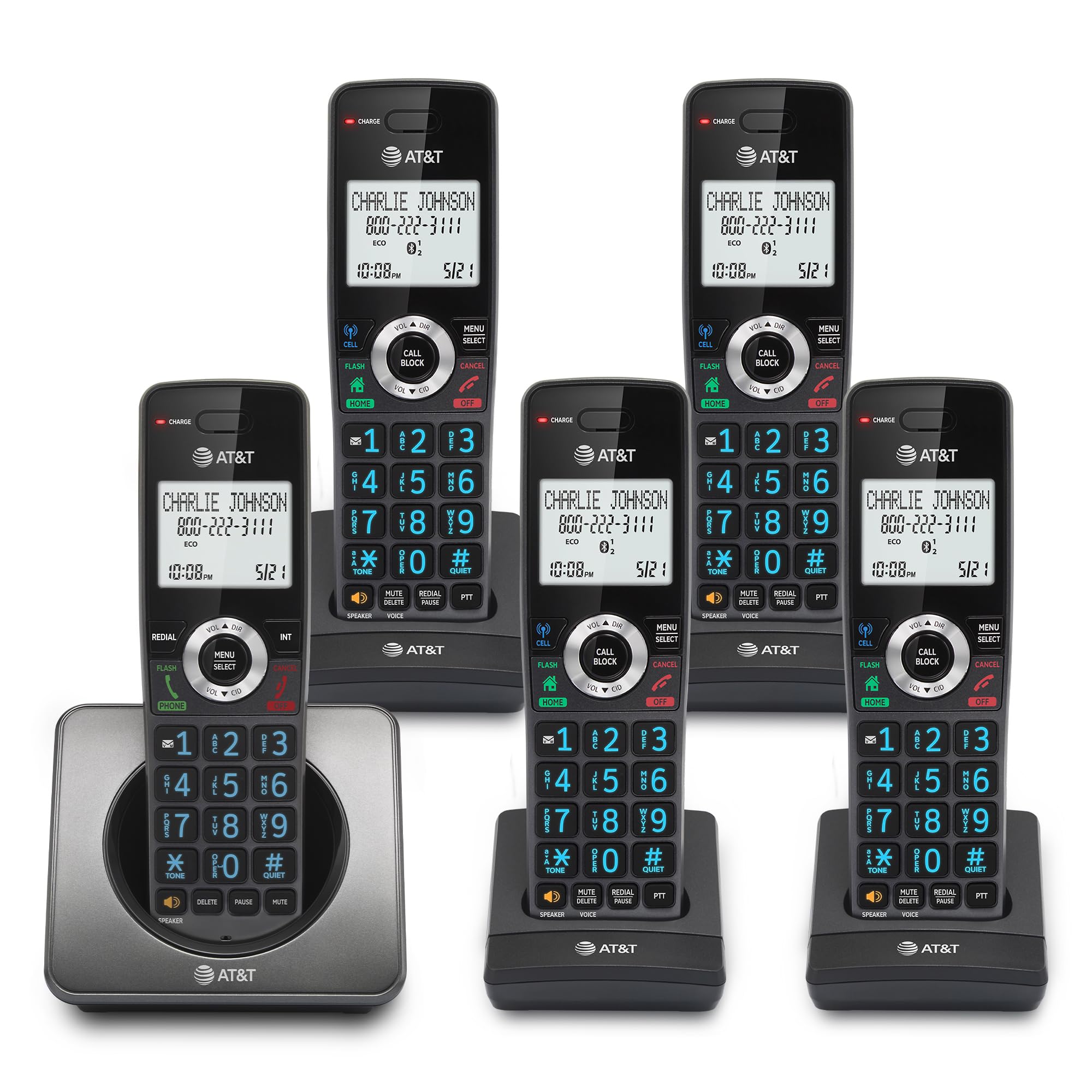 Foto 2 pulgar | Teléfono Residencial Inalámbrico At&t Gl2101-5 Dect 6.0 De 5 Auriculares - Venta Internacional.