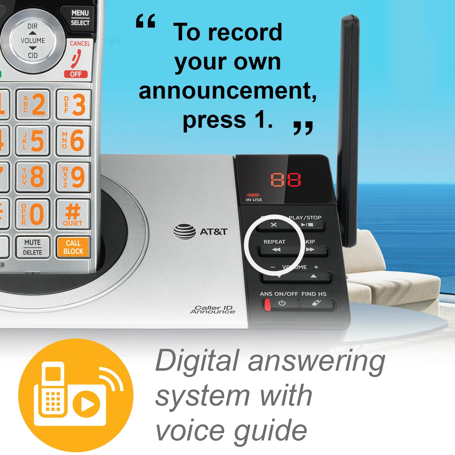 Foto 2 | Teléfono Inalámbrico At&t Cl82507 Dect 6.0 De 5 Auriculares Con Contestador Automático - Venta Internacional.