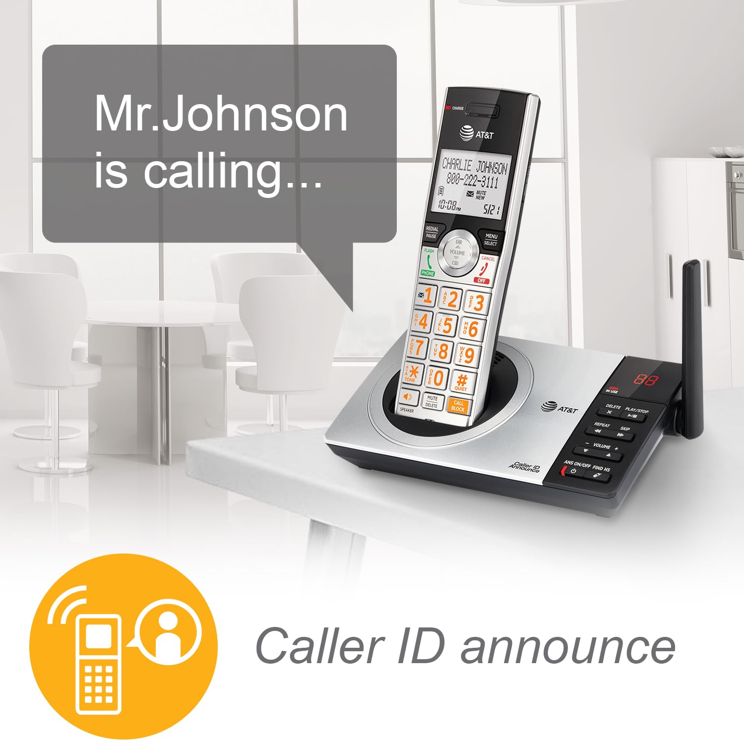 Foto 7 pulgar | Teléfono Inalámbrico At&t Cl82507 Dect 6.0 De 5 Auriculares Con Contestador Automático - Venta Internacional.