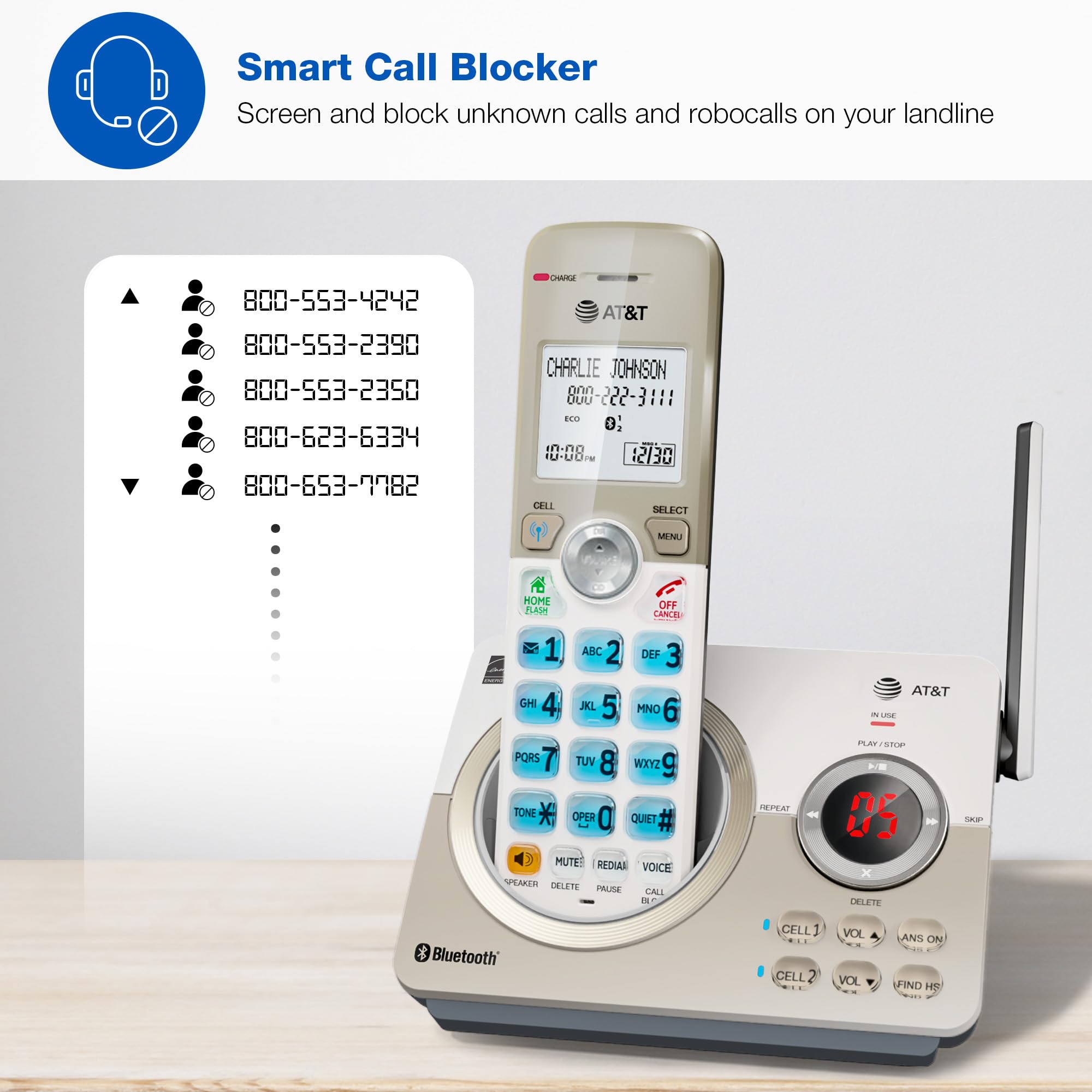 Foto 2 | Teléfono Inalámbrico At&t Dl72319 Dect 6.0 De 3 Auriculares Con Conexión A Celular - Venta Internacional.