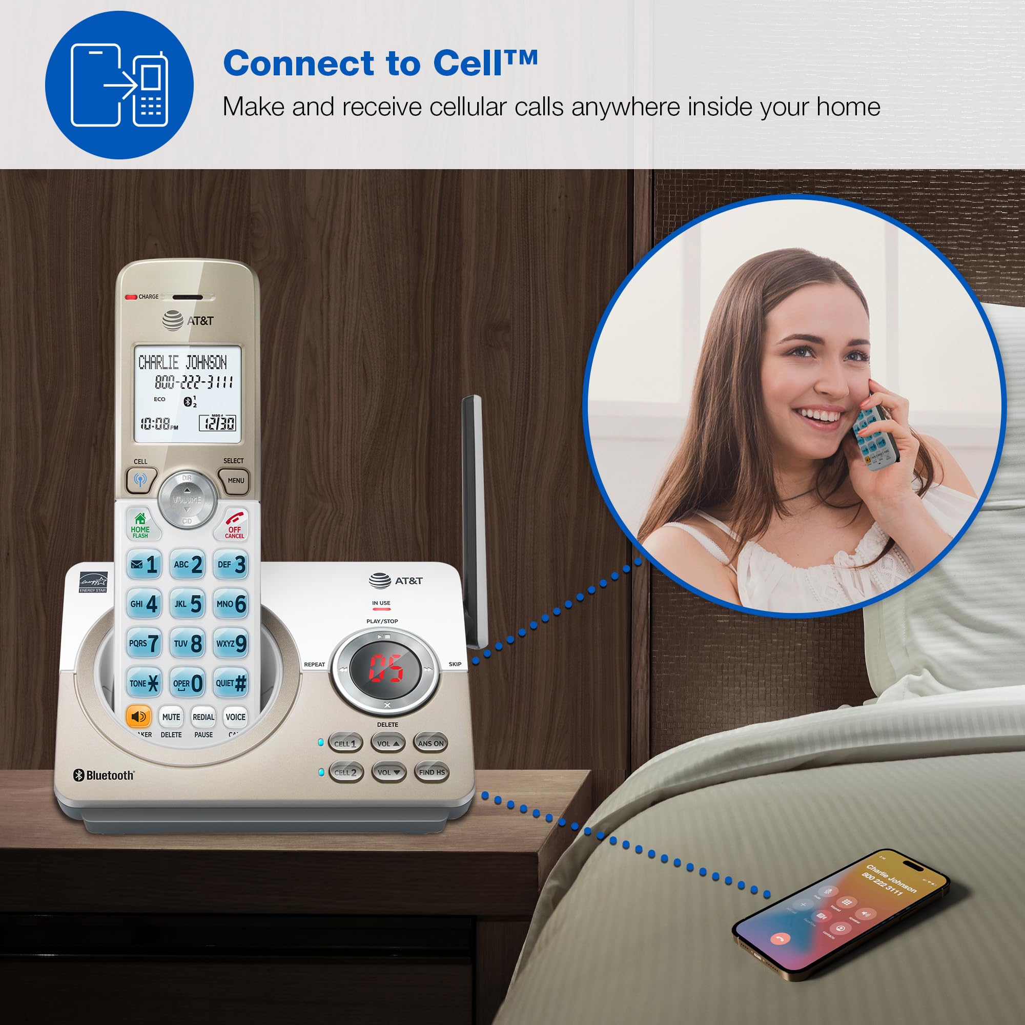 Foto 4 pulgar | Teléfono Inalámbrico At&t Dl72319 Dect 6.0 De 3 Auriculares Con Conexión A Celular - Venta Internacional.