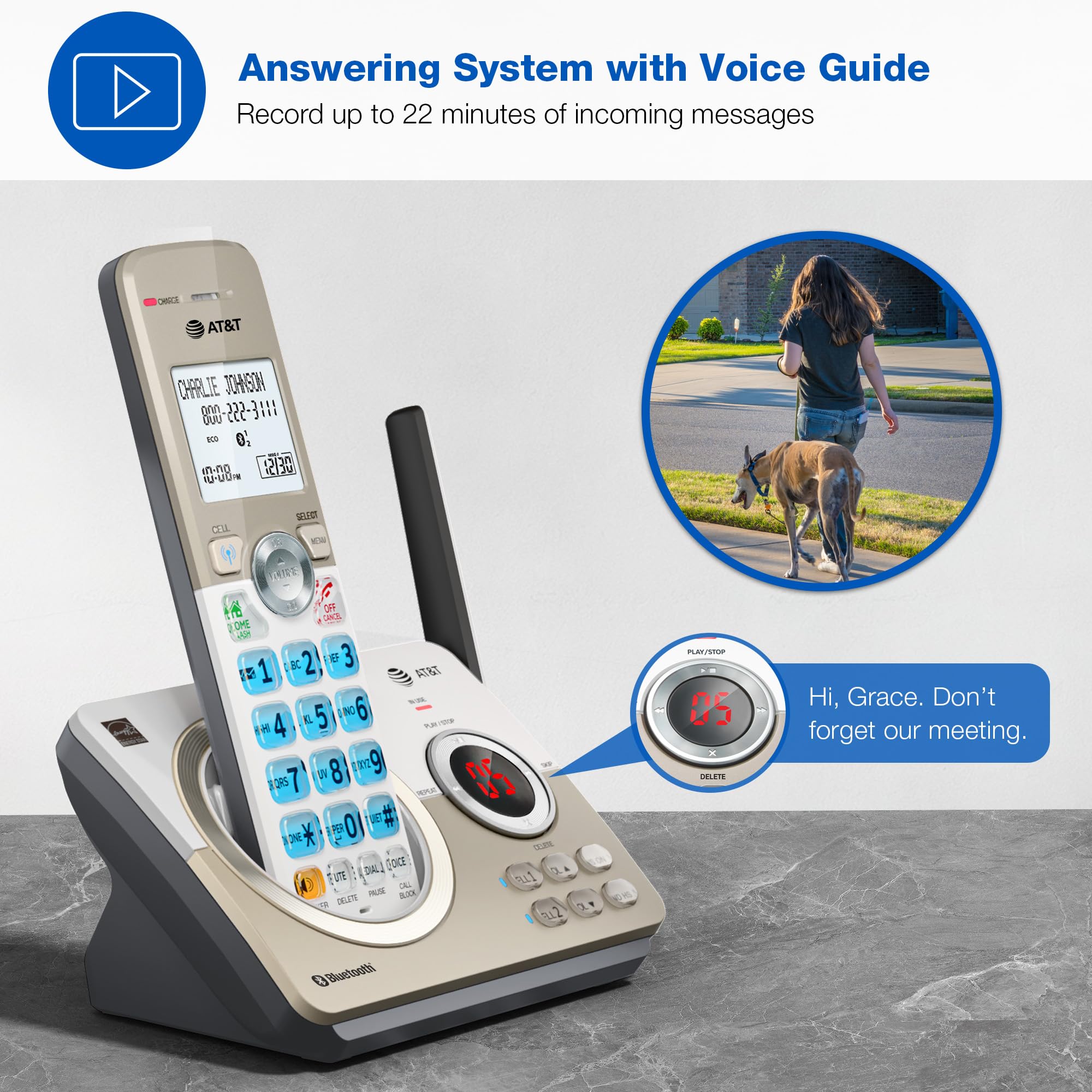 Foto 4 | Teléfono Inalámbrico At&t Dl72319 Dect 6.0 De 3 Auriculares Con Conexión A Celular - Venta Internacional.