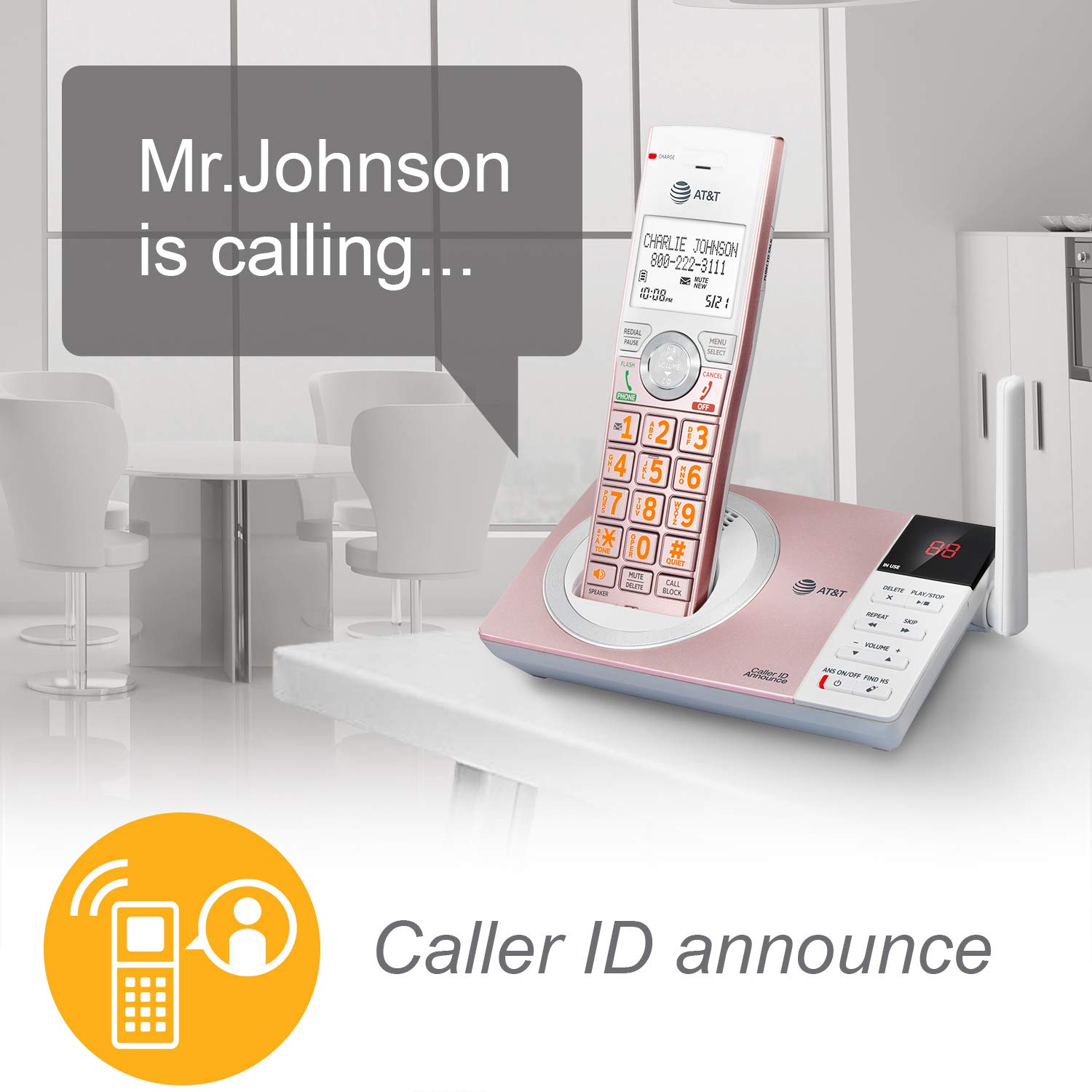 Foto 4 | Teléfono Inalámbrico At&t Cl82557 Dect 6.0 De 5 Auriculares Con Contestador Automático - Venta Internacional.
