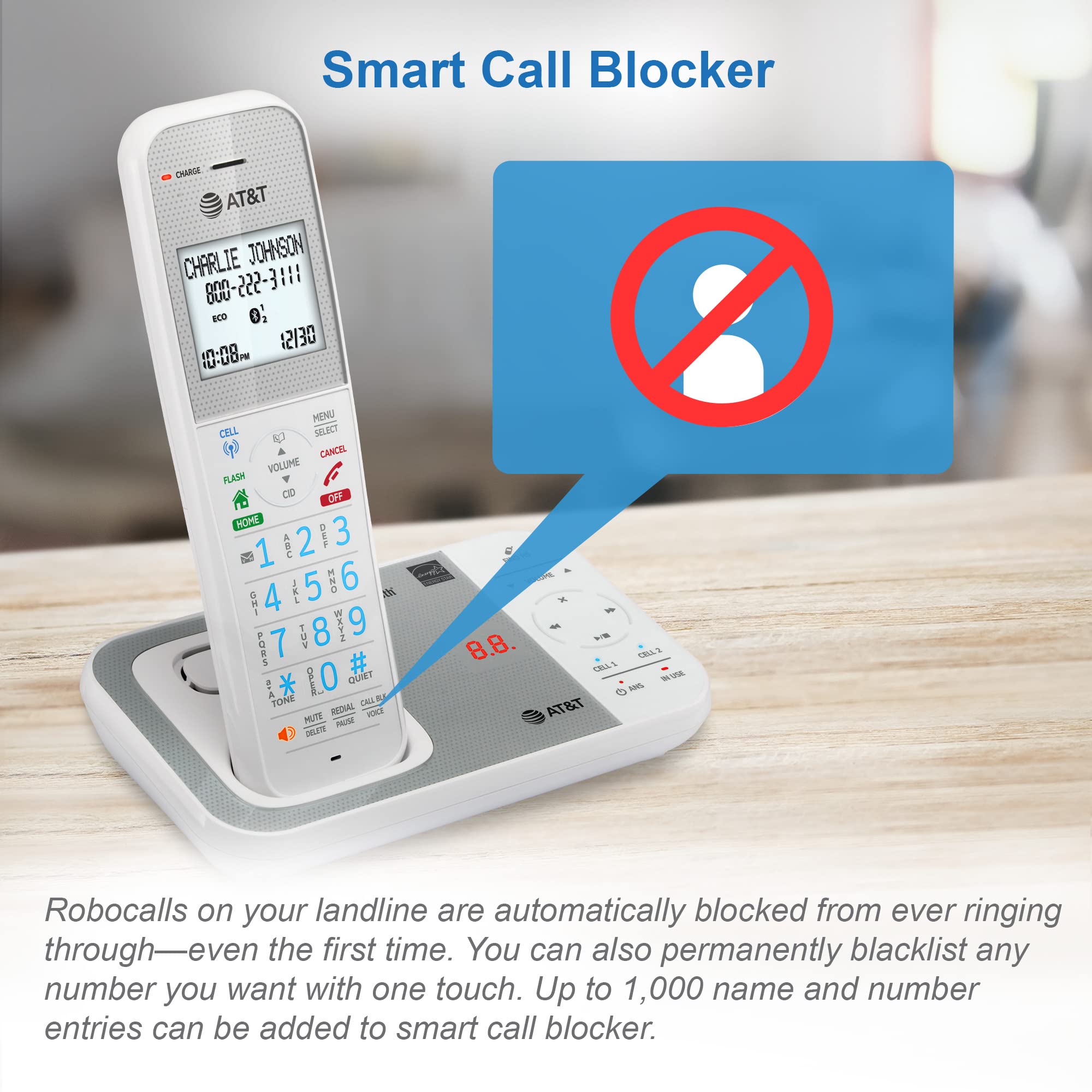 Foto 4 pulgar | Teléfono Residencial Inalámbrico At&t Dal75211 Dect 6.0 Con Bloqueador De Llamadas Inteligente - Venta Internacional.