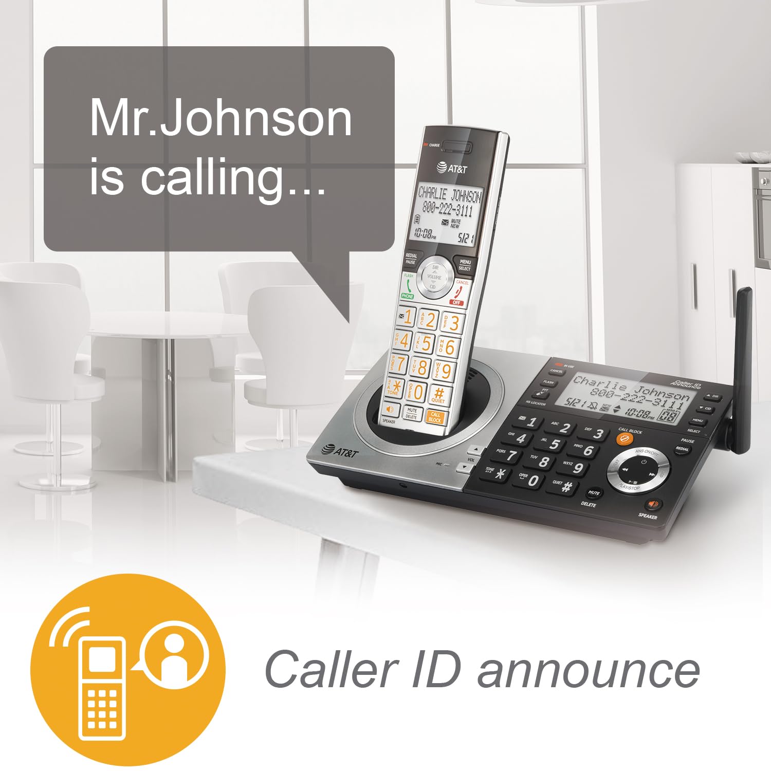 Foto 4 | Teléfono Inalámbrico At&t Cl83407 Dect 6.0 De 4 Auriculares Con Contestador Automático - Venta Internacional.