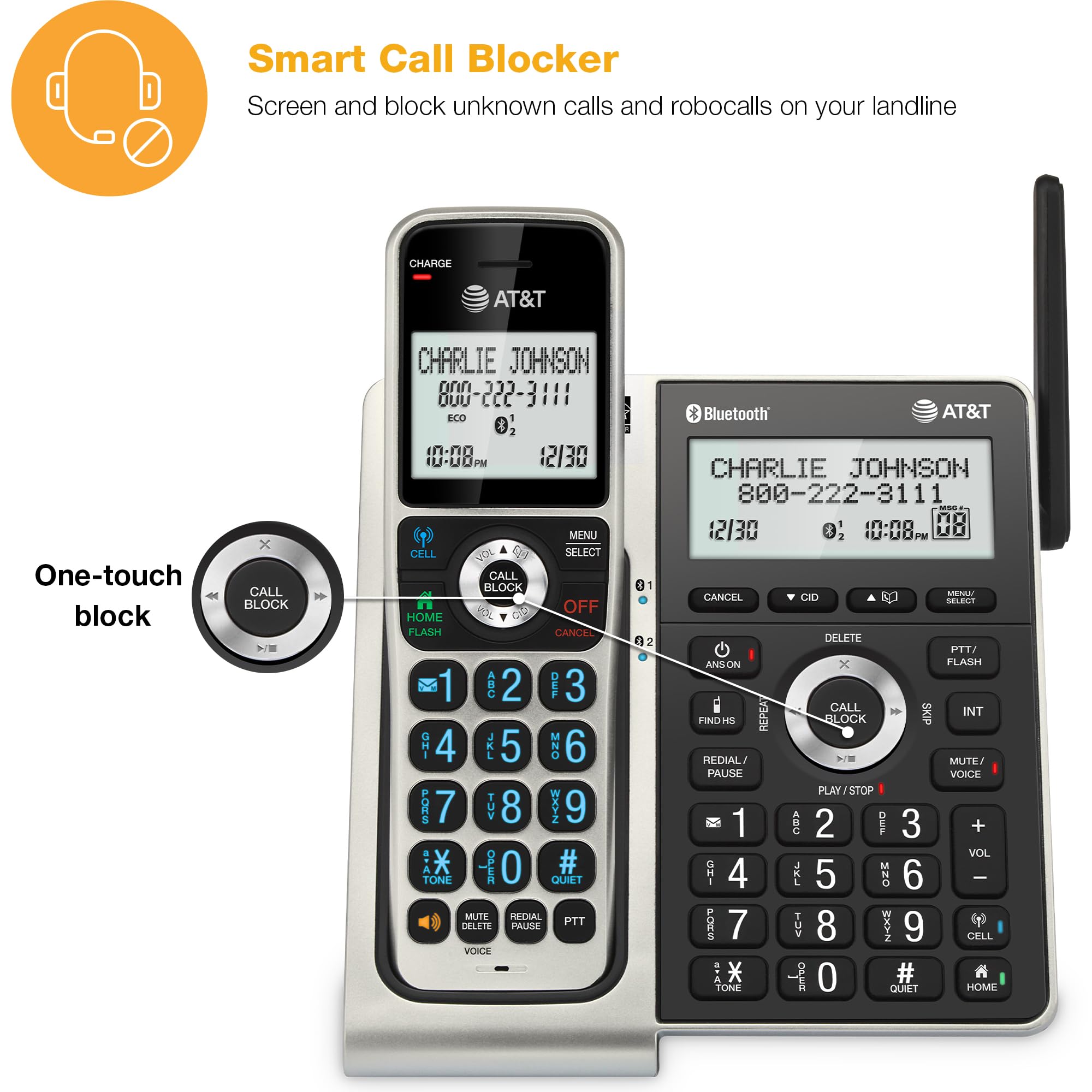 Foto 3 pulgar | Teléfono Residencial Inalámbrico At&t Bl3107-3 Con Bluetooth Y Contestador - Venta Internacional.