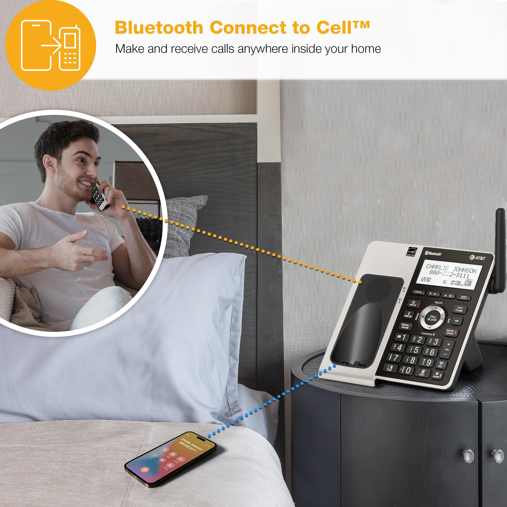 Foto 4 pulgar | Teléfono Residencial Inalámbrico At&t Bl3107-3 Con Bluetooth Y Contestador - Venta Internacional.