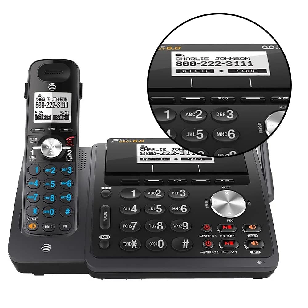 Foto 8 pulgar | Teléfono Inalámbrico At&t Tl88102bk Dect 6.0 De 2 Líneas Con Sistema De Respuesta - Venta Internacional.