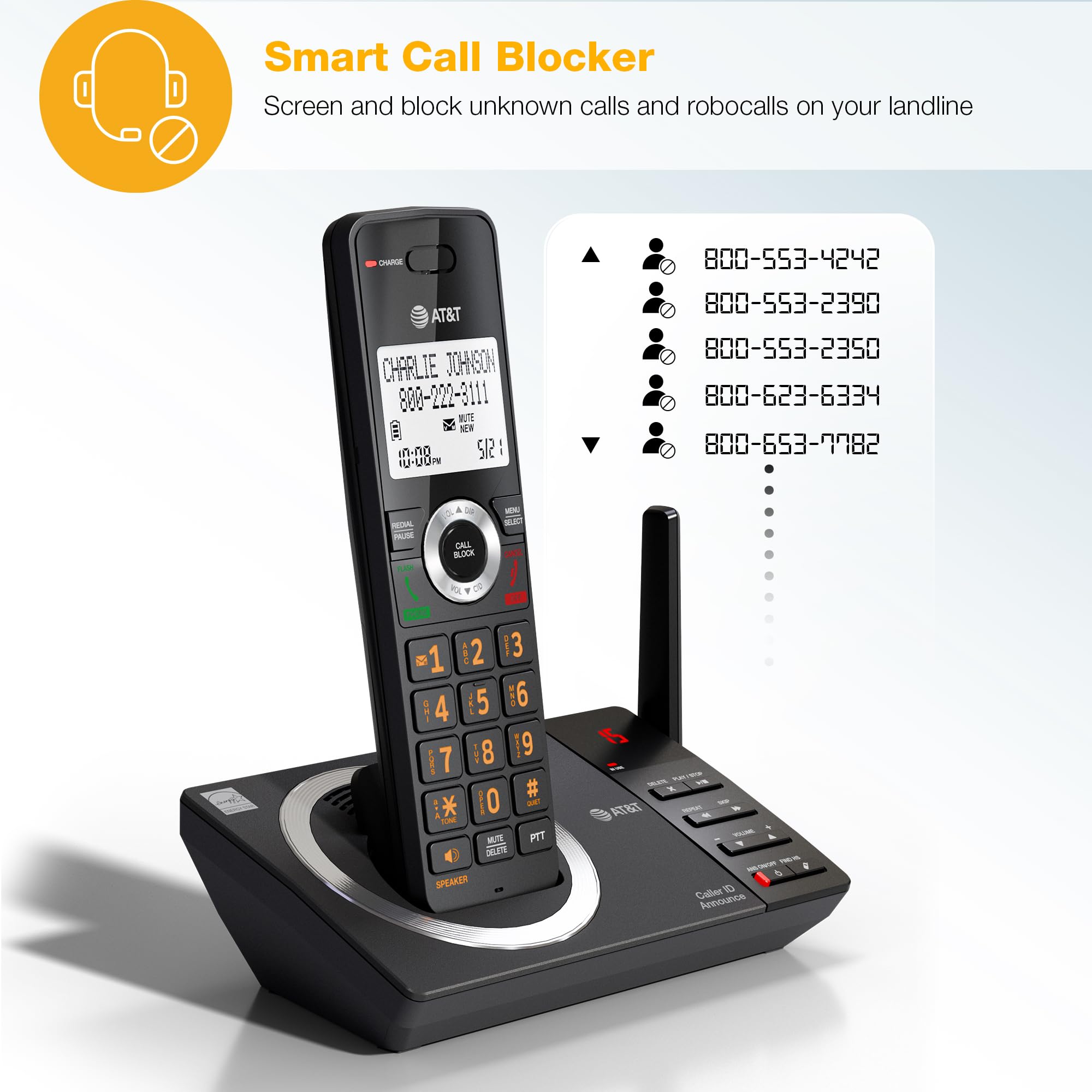 Foto 4 pulgar | Teléfono Residencial Inalámbrico At&t Cl82218 Con Contestador Automático Y 2 Auriculares - Venta Internacional.