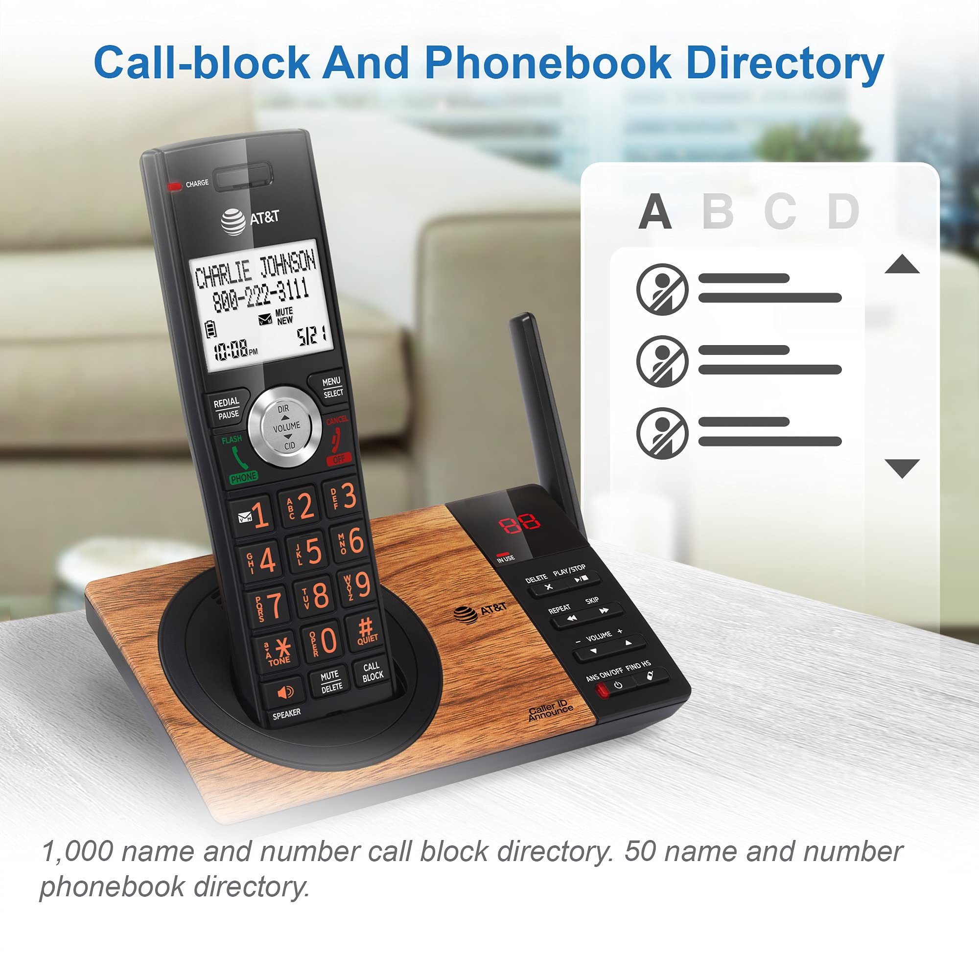 Foto 3 | Teléfono Inalámbrico At&t Cl82167 Con Contestador Automático, Bloque De Llamadas - Venta Internacional.