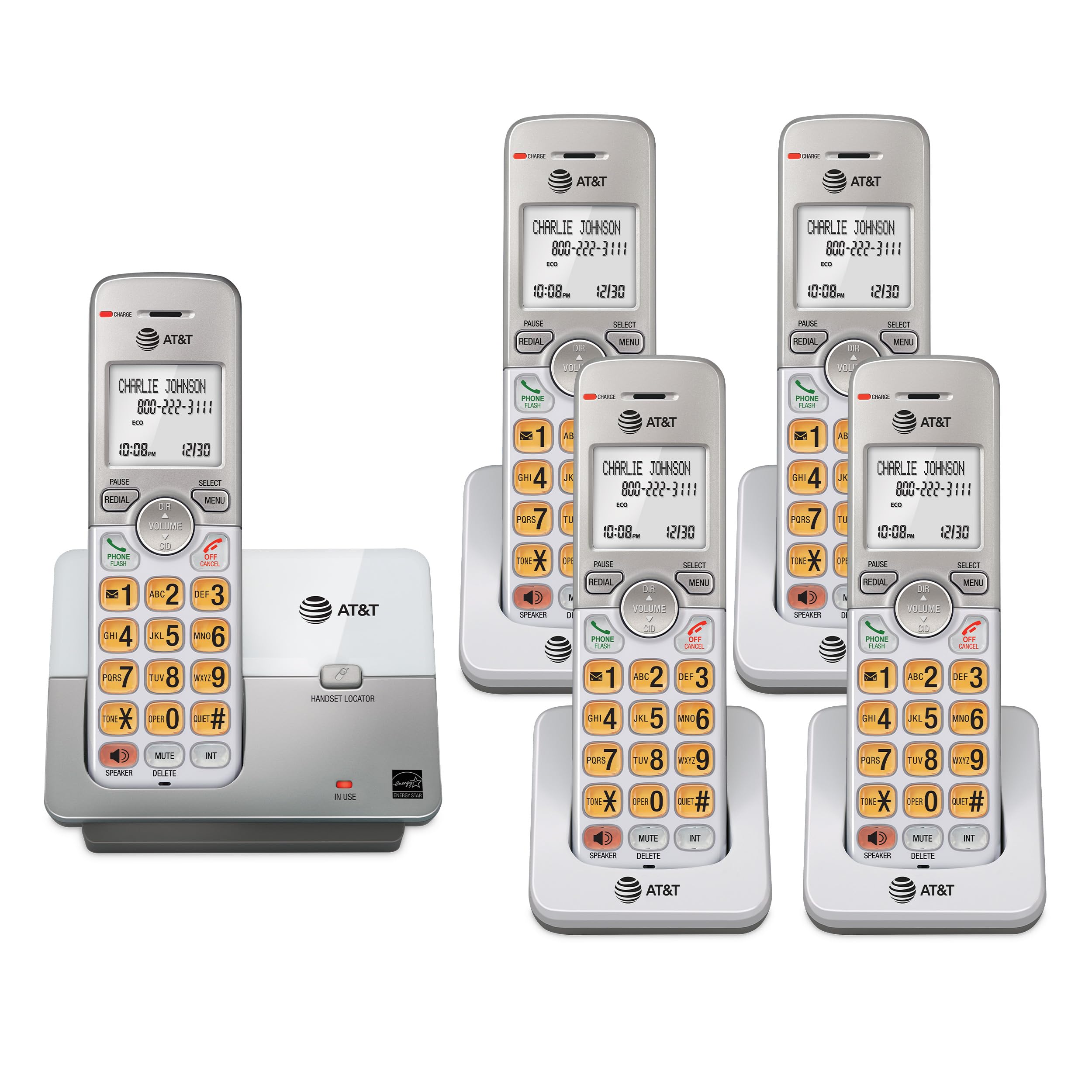Teléfono Residencial Inalámbrico At&t Dect 6.0 Con Pantalla Lcd De 5 Auriculares - Venta Internacional.