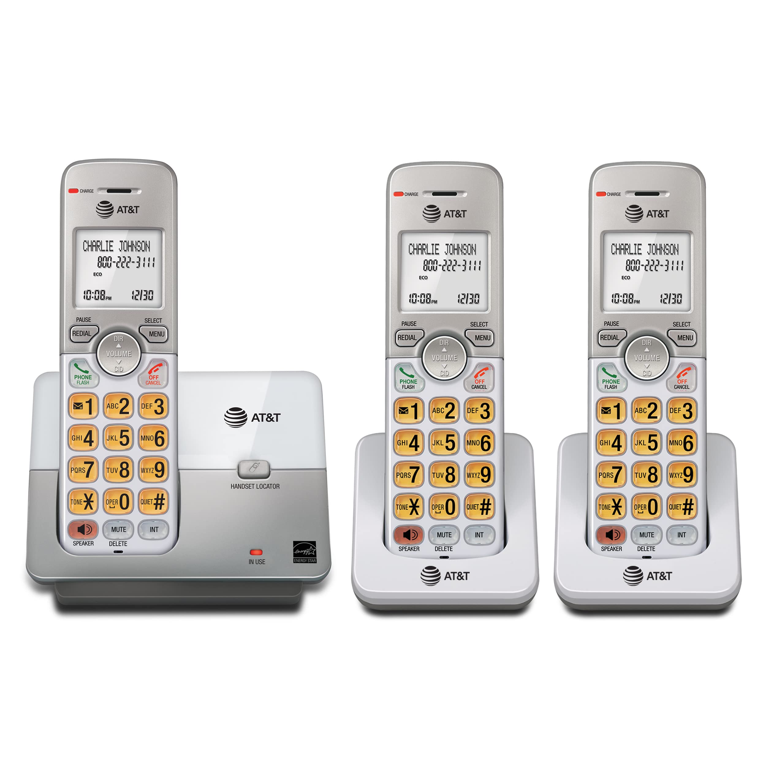 Teléfono Residencial Inalámbrico At&t El51303 Dect 6.0 3 Auricular Plateado - Venta Internacional.