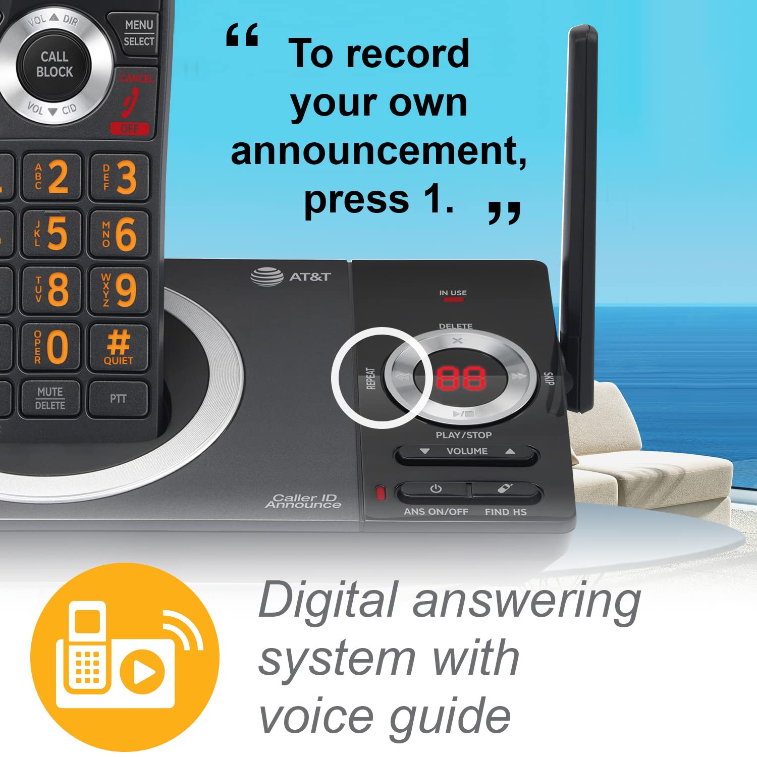 Foto 5 pulgar | Teléfono Inalámbrico At&t Cl82319 Dect 6.0 De 3 Auriculares Con Contestador Automático - Venta Internacional.