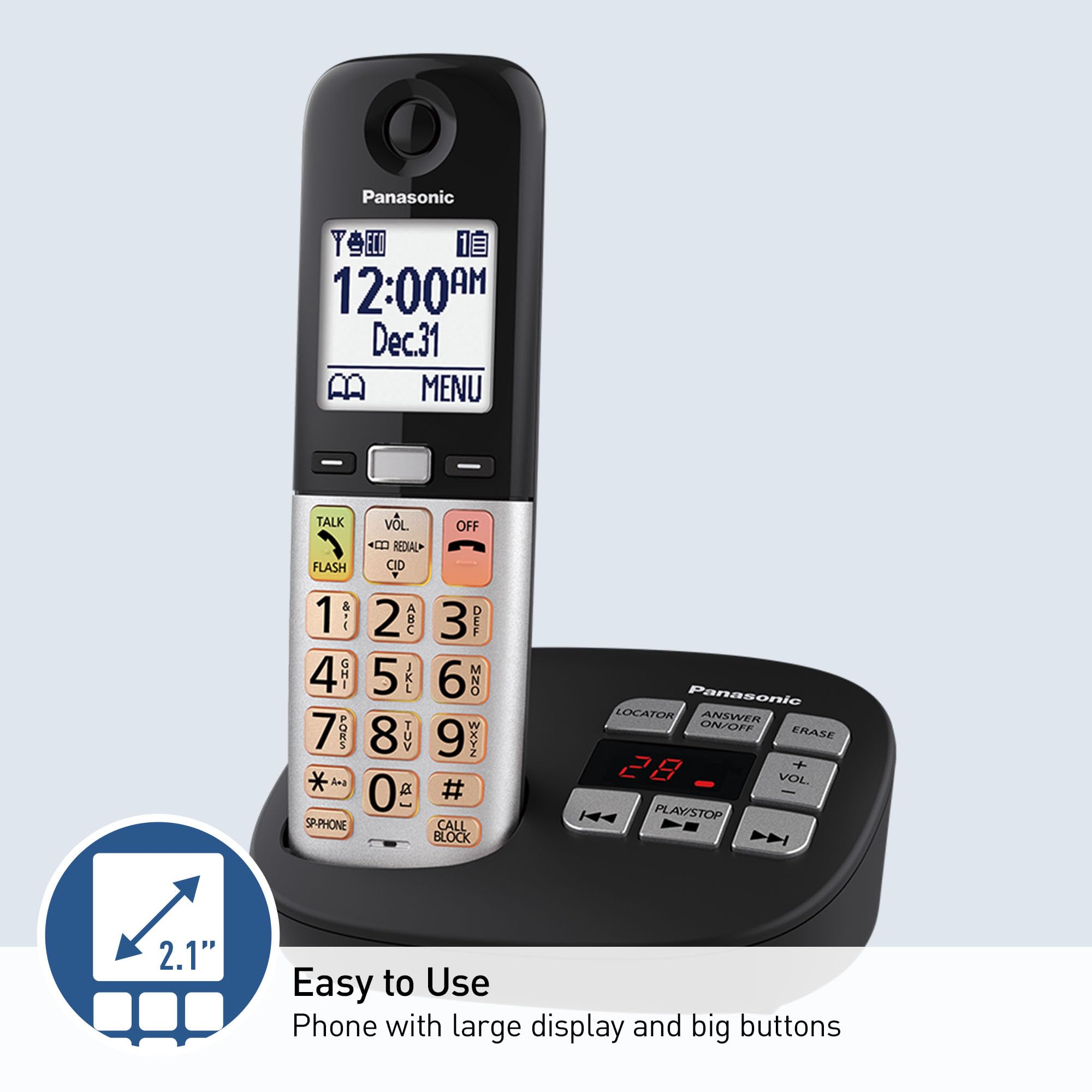 Foto 4 pulgar | Teléfono Inalámbrico Panasonic Kx-tgu430b Con Pantalla Grande Y Botones - Venta Internacional.