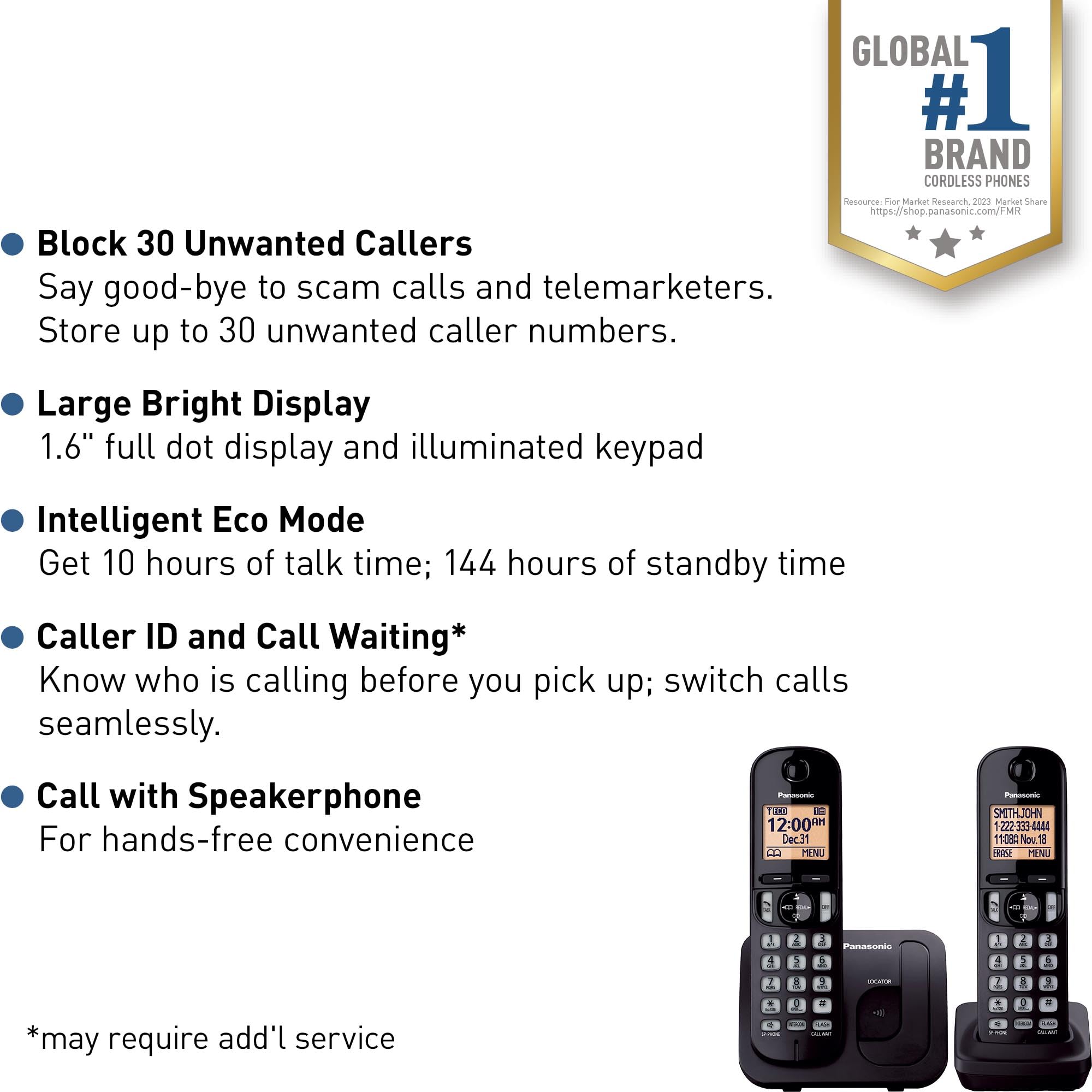 Foto 3 pulgar | Teléfono Inalámbrico Panasonic Kx-tgc202b con Pantalla de 1.6 Pulgadas y 2 Auriculares - Venta Internacional