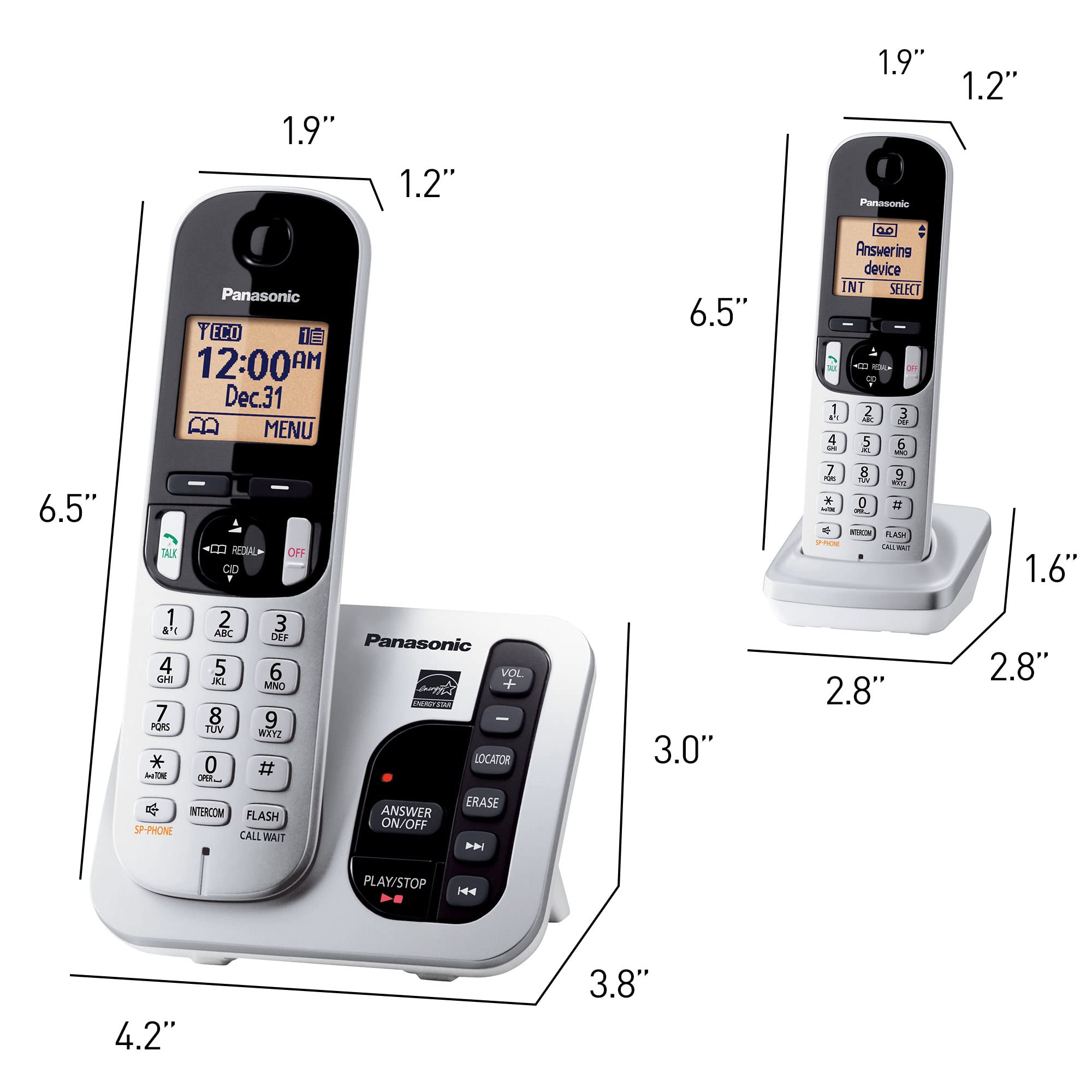 Foto 8 pulgar | Teléfono Inalámbrico Panasonic Dect 6.0 Kx-tgc222s Con Contestador Automático - Venta Internacional.