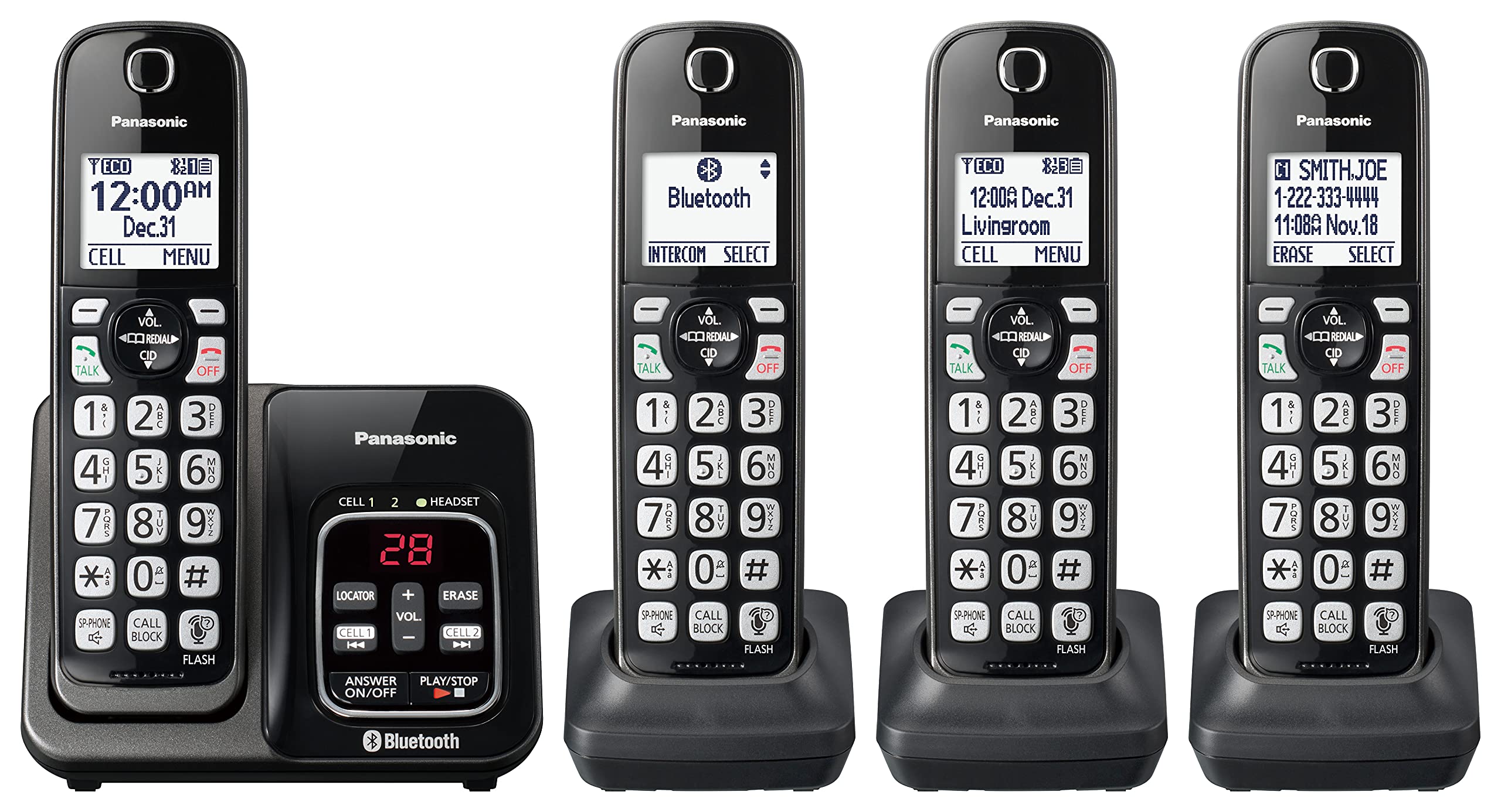 Teléfono Inalámbrico Panasonic Kx-tgd664m Con Bluetooth - Negro X4 - Venta Internacional.